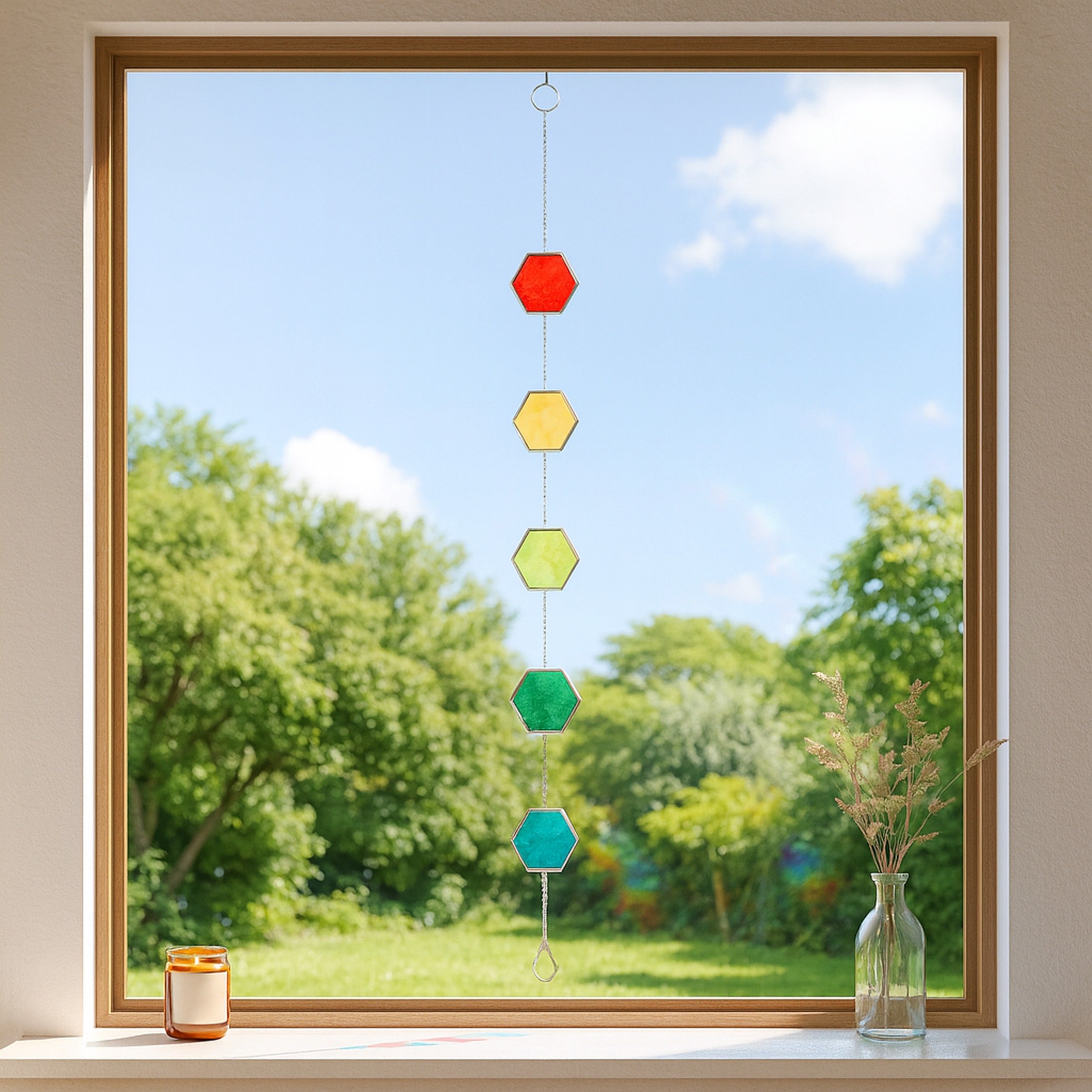 Stained Glass Garland Suncatcher for Glass wall decor, art Q22