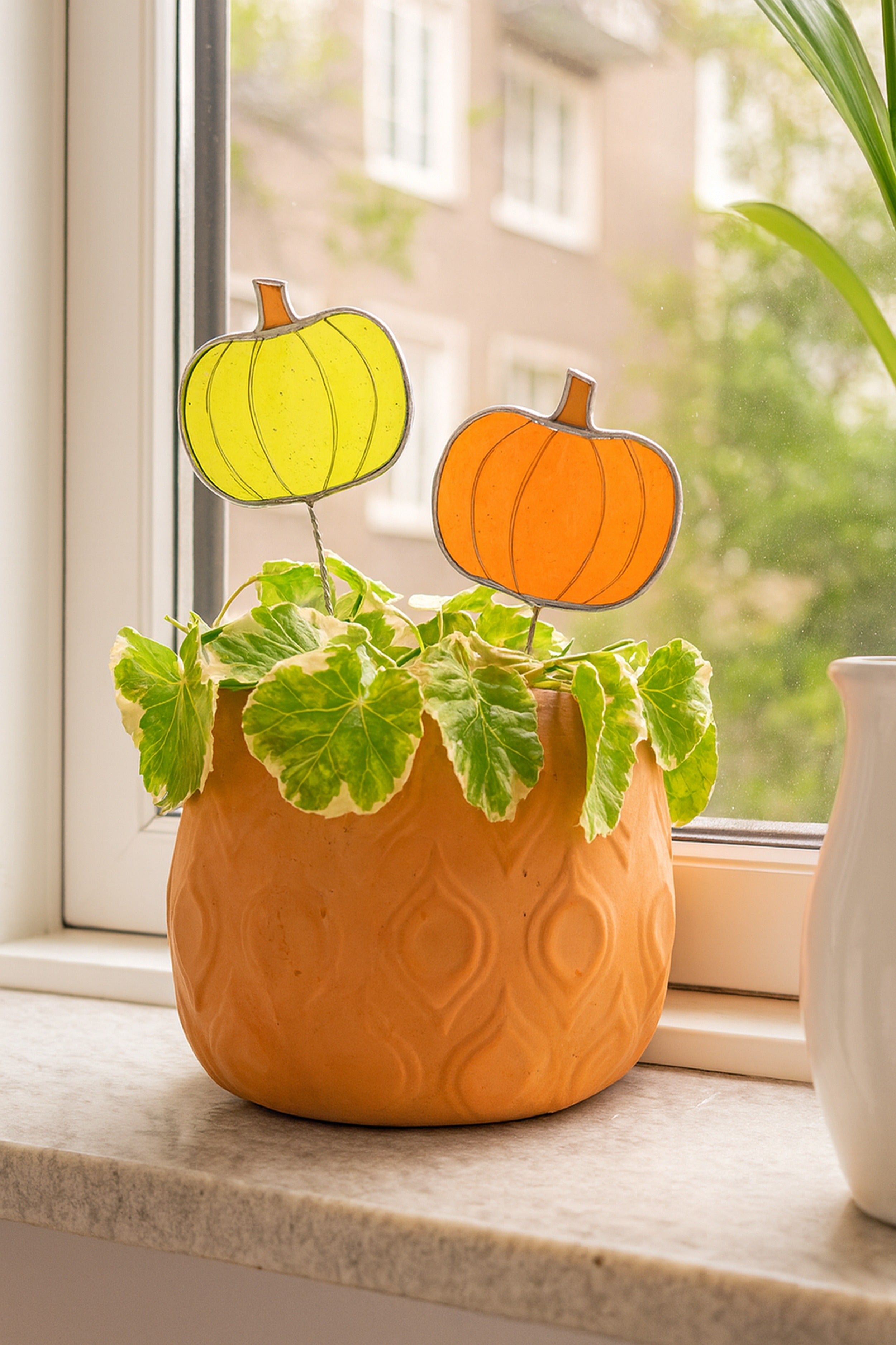 Stained Glass Pumpkin Garden Stakes for Plant support stakes Q23