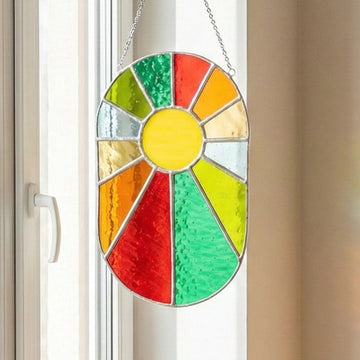 Rainbow Suncatcher Stained Glass for Modern stained glass wall art Q25