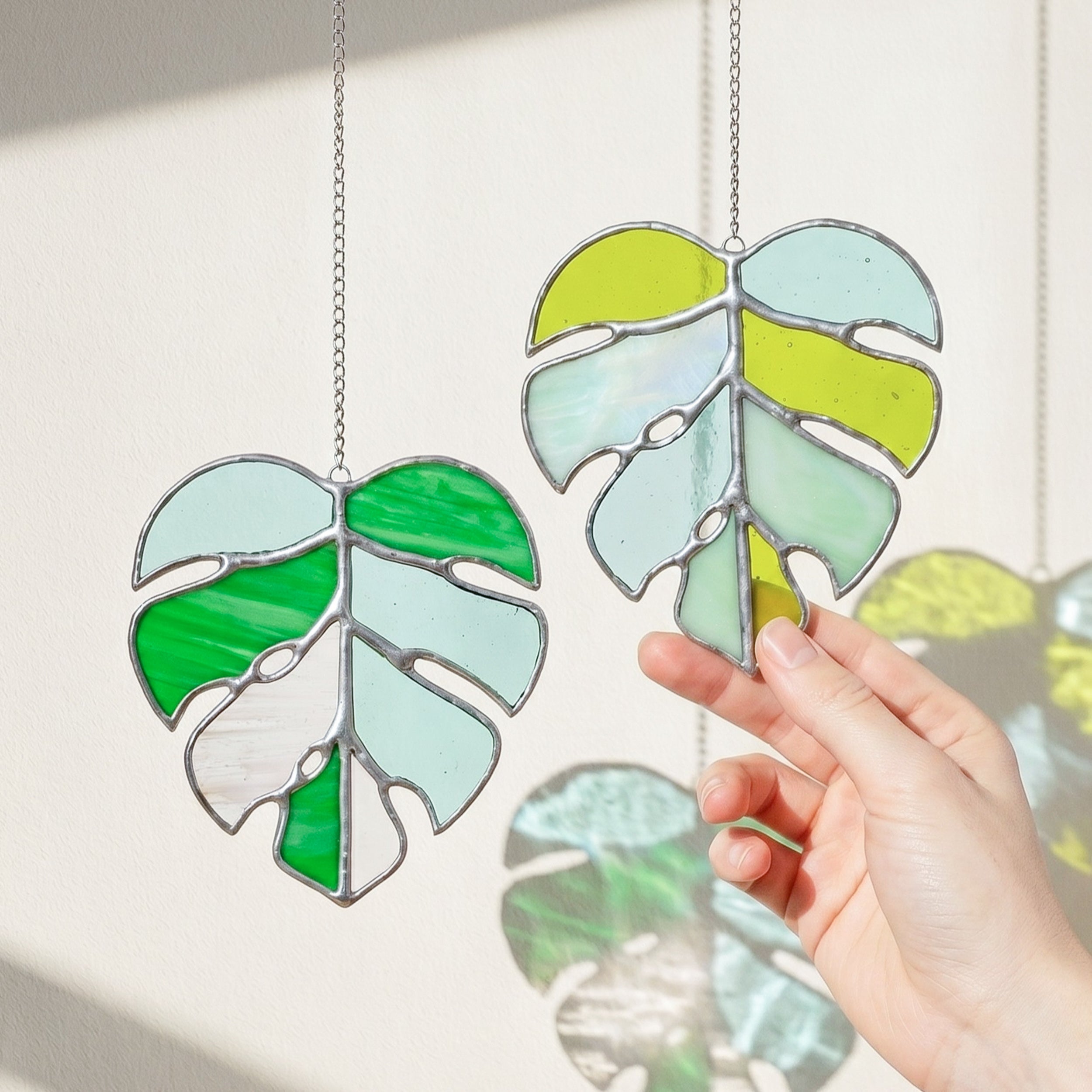 Monstera Leaf Stained Glass decor and Window Hangings F57