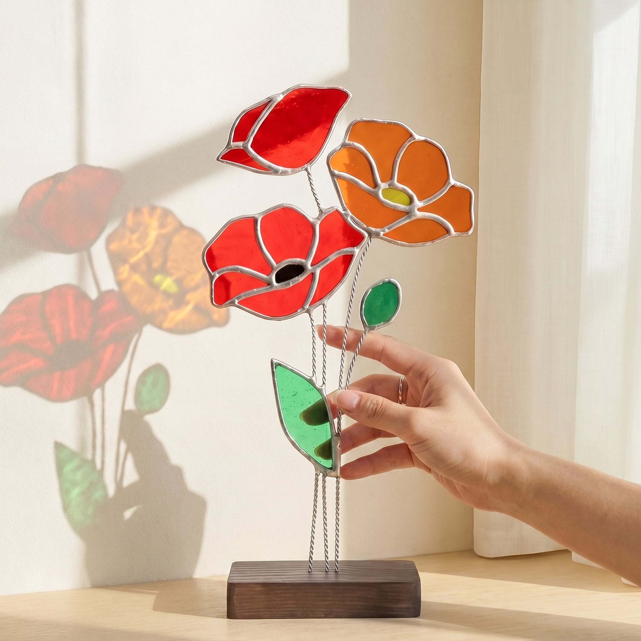 Stained Glass Flower Table Decor for Tabletop decor Q29