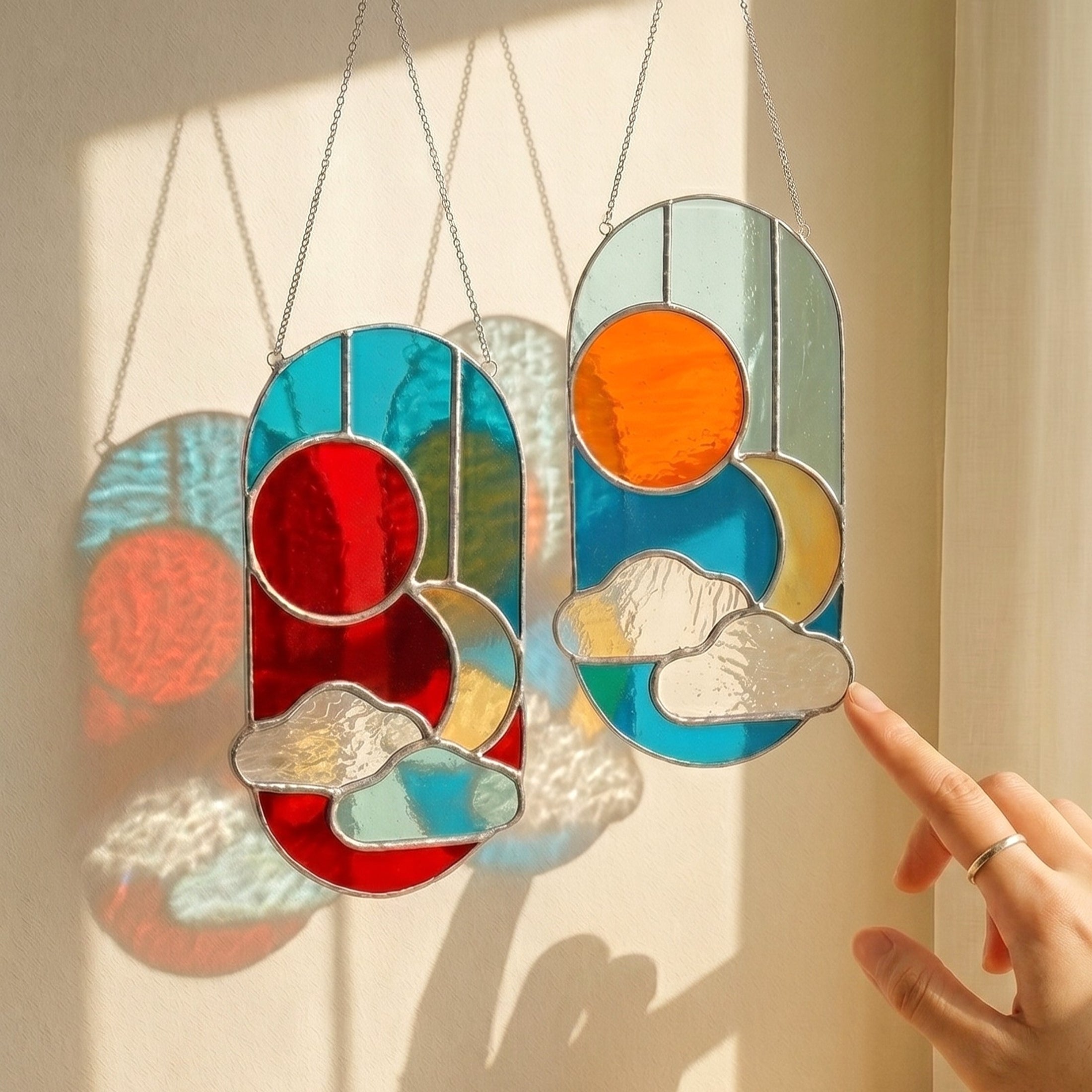 Stained Glass Abstract Suncatcher Large for Home Decoration F82