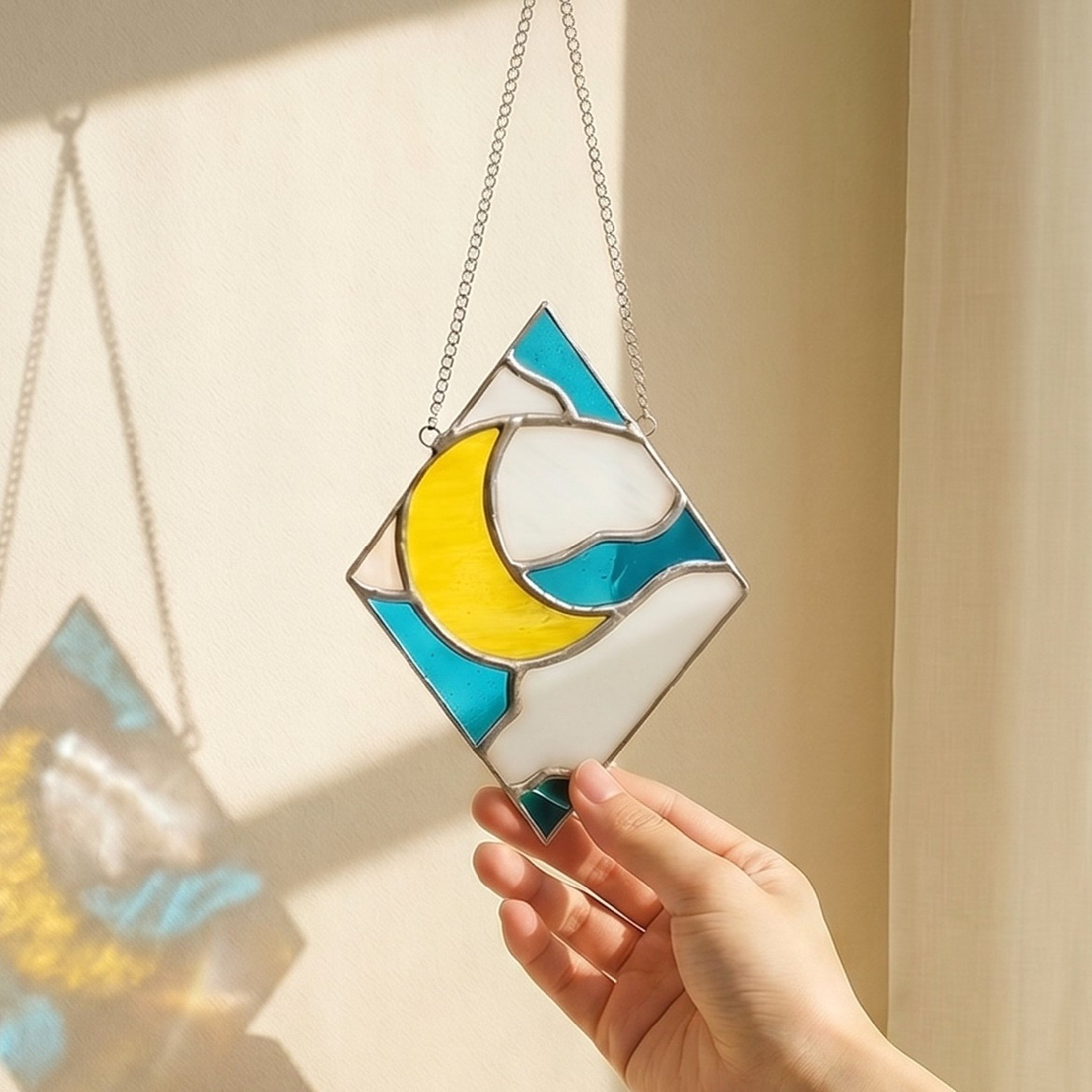 Stained Glass Sun Moon Suncatcher decor and Window Stained Glass F36