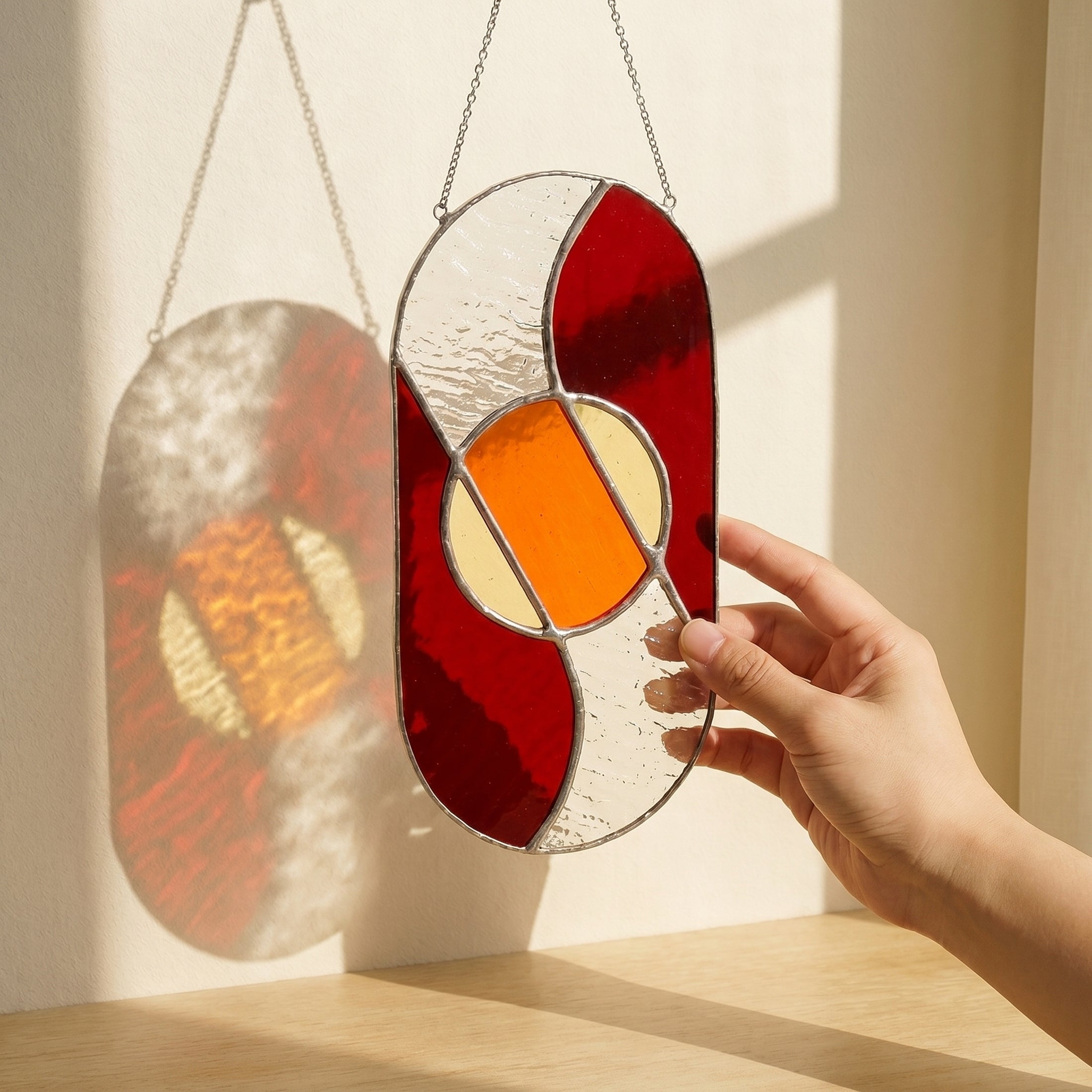 Stained Glass Abstract Suncatcher decor for Stained Glass Arts F65
