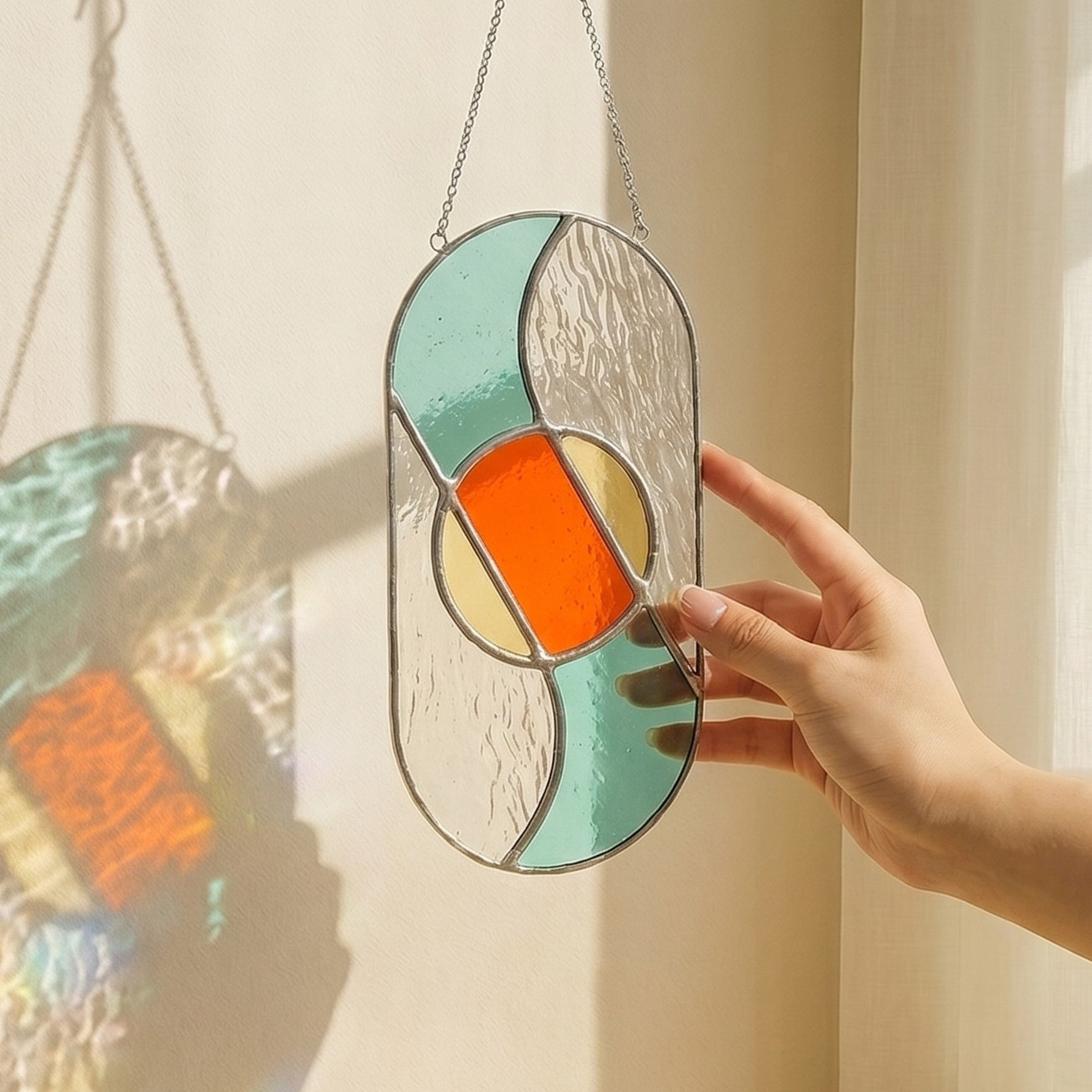 Stained Glass Abstract Suncatcher decor for Stained Glass Arts F65