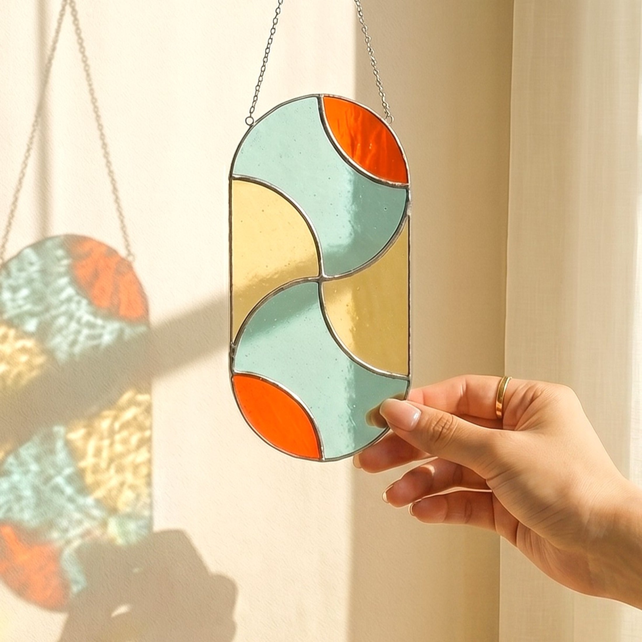 Stained Glass Abstract Suncatcher decor for Stained Glass Arts F62
