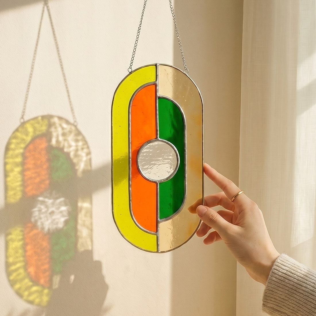 Stained Glass Abstract Suncatcher glass and Window Hanging F60