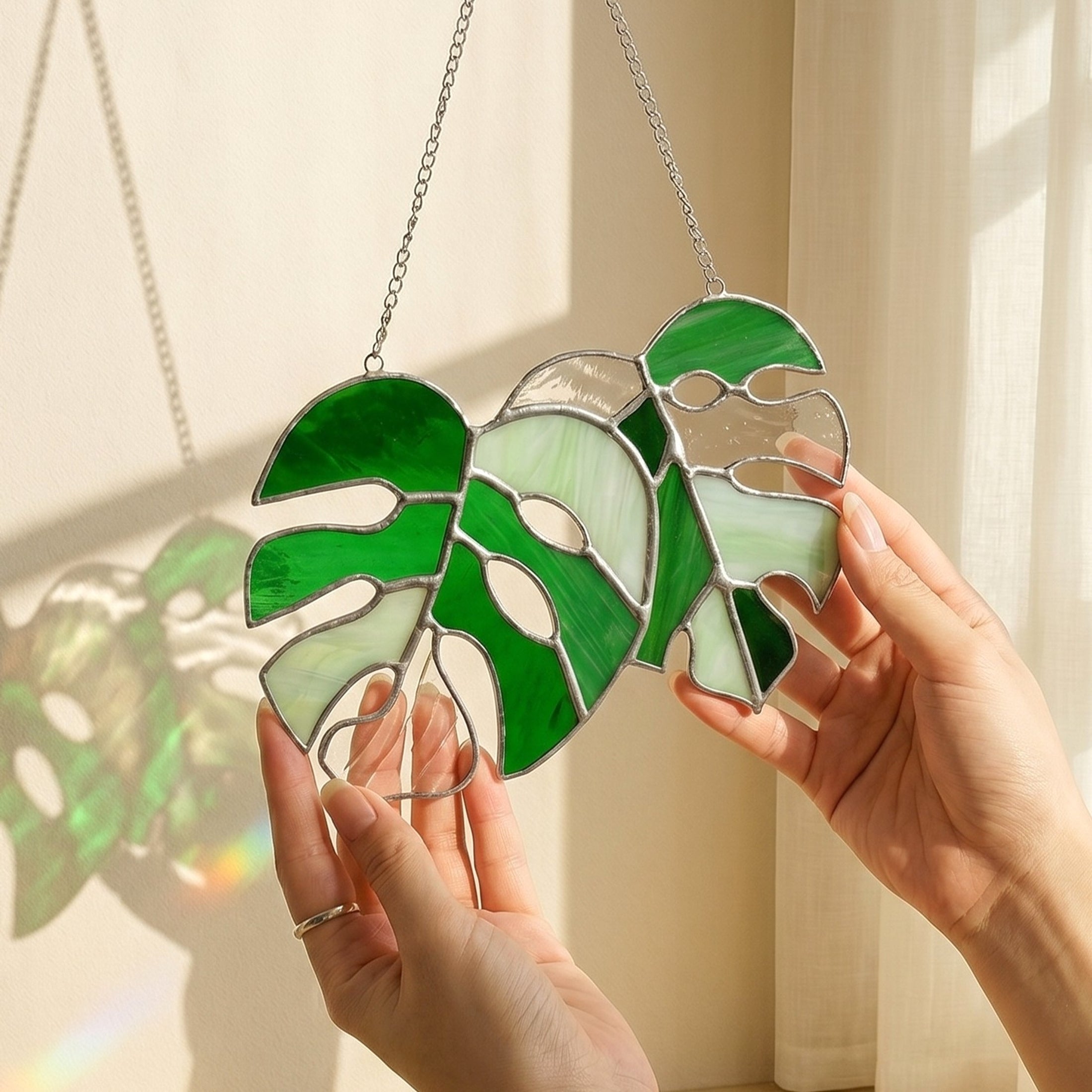 Monstera Leaves Stained Glass for Decorative glass windows F58