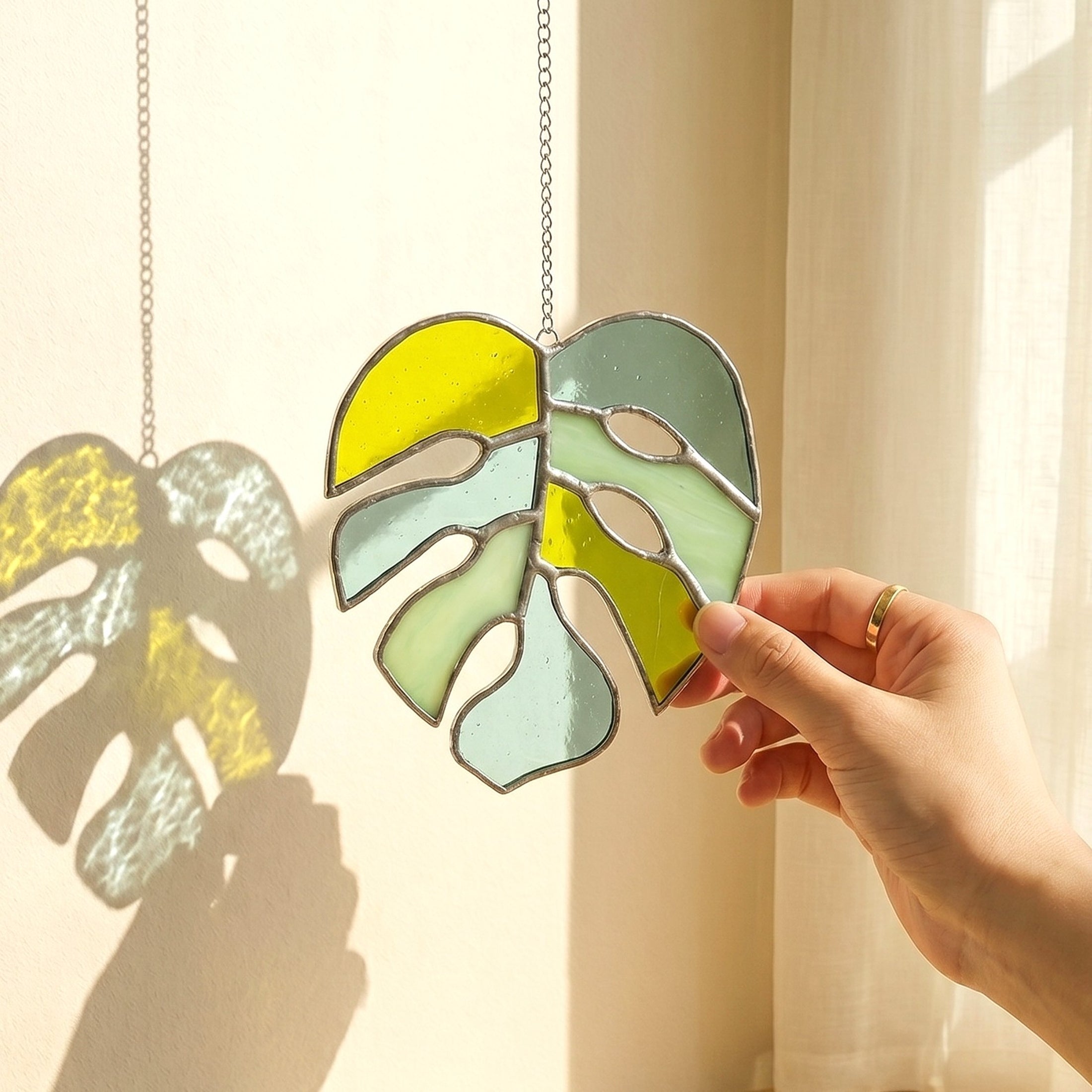 Monstera Leaf Stained Glass for Decorative glass windows F56