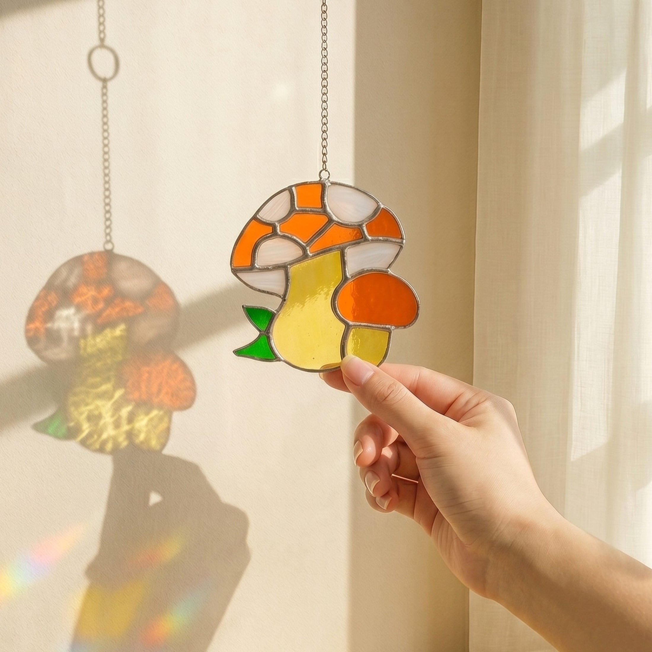 Mushroom Stained Glass decor and Plant Stained Glass F52