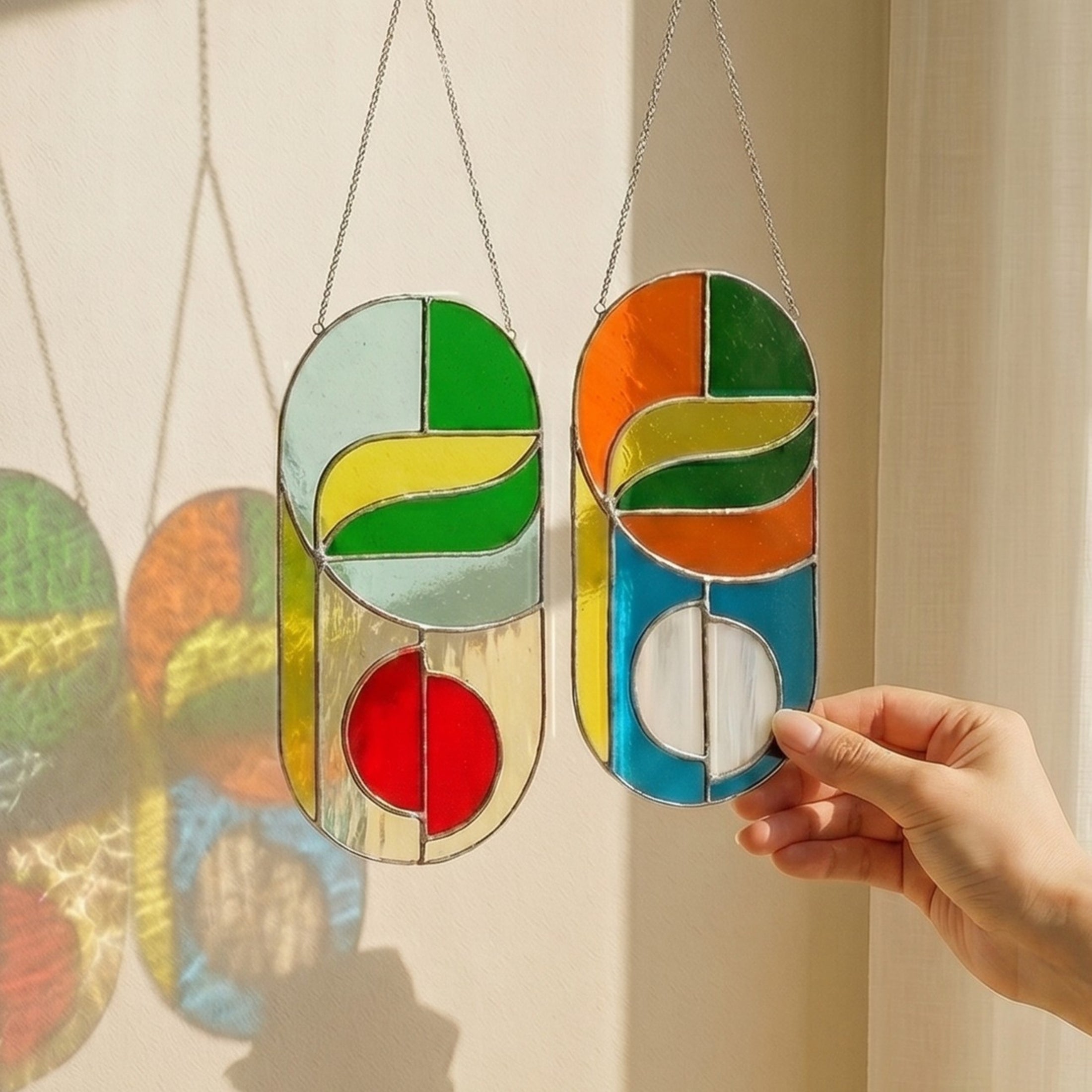 Stained Glass Abstract Suncatcher Glass for Garden Stakes F83