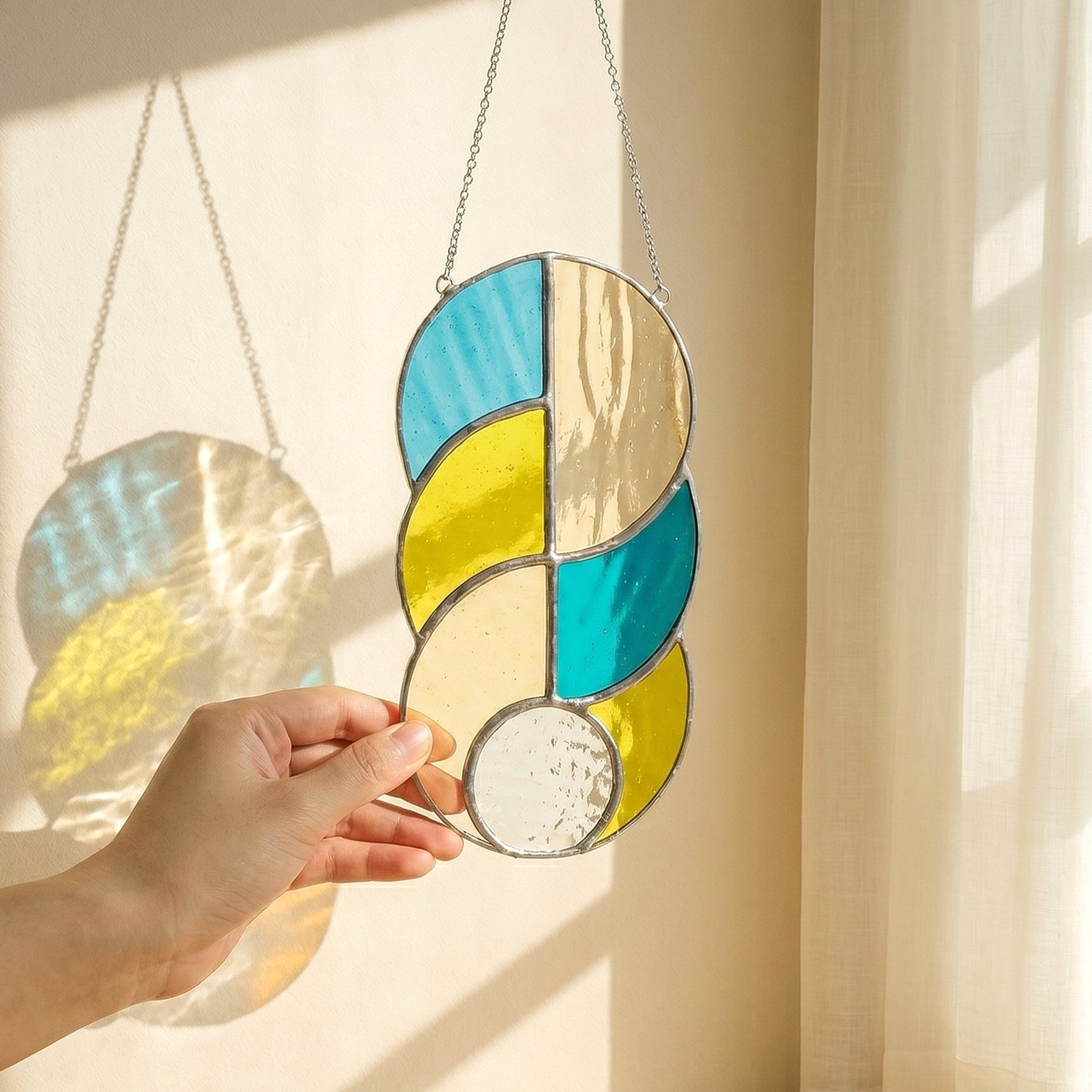 Stained Glass Abstract Suncatcher for Rustic Wall Decoration F84