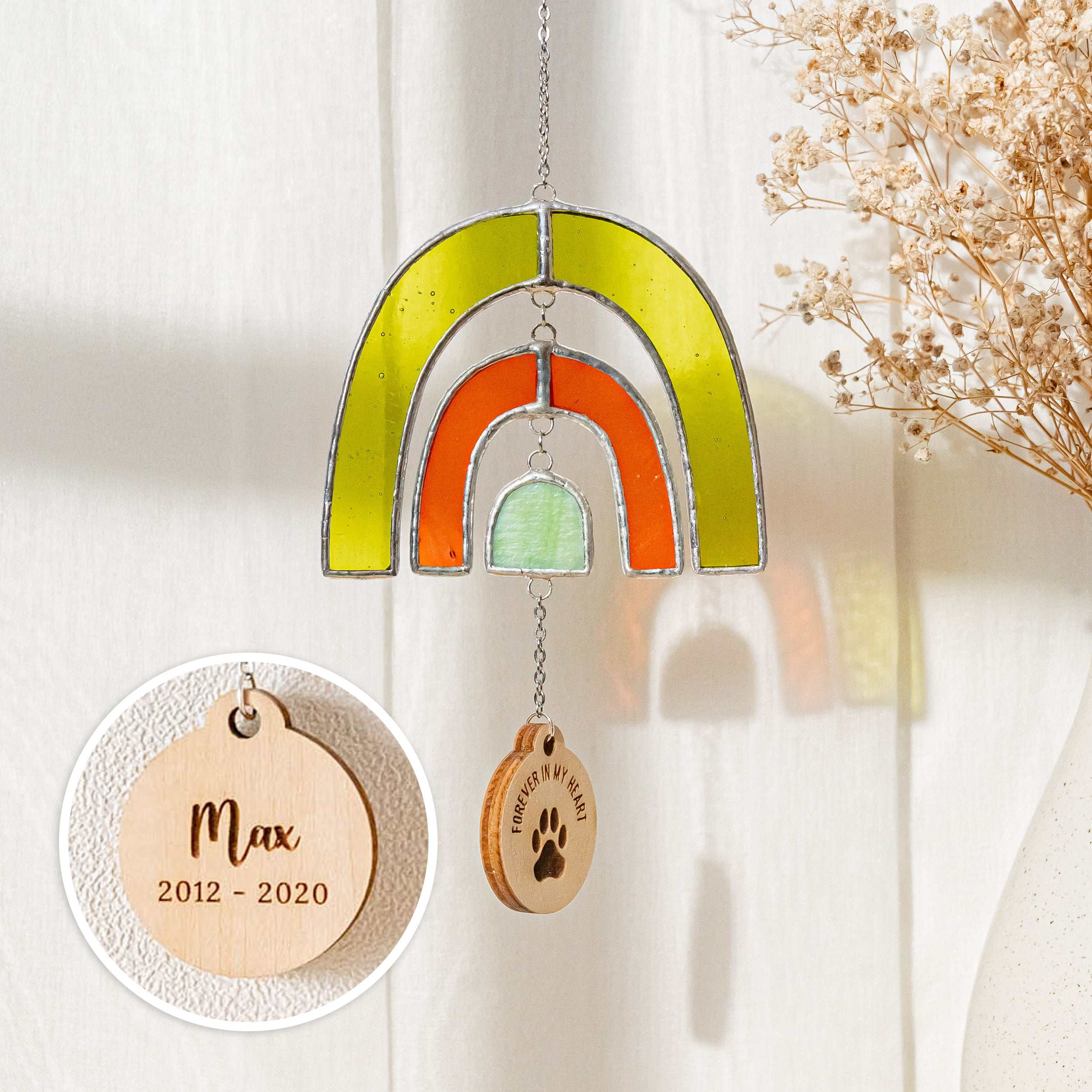 Personalized Rainbow Pet Memorial Suncatcher, Dog ornaments for F32
