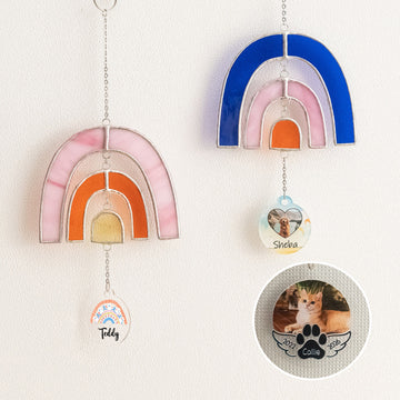 Personalized Rainbow Pet Memorial Stained Glass Suncatcher for Pet Memorial Keepsake Q30