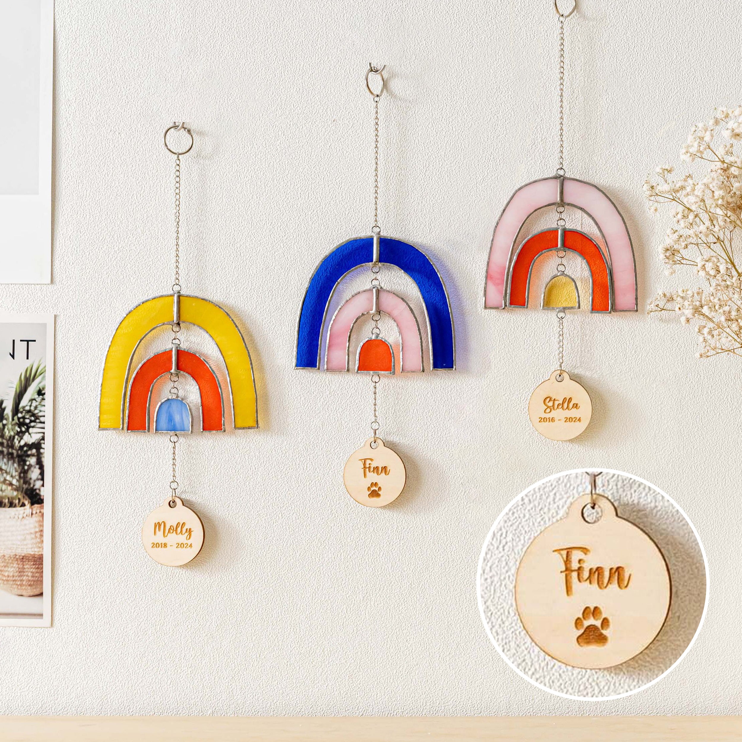 Personalized Rainbow Pet Memorial Suncatcher, Pet memorial F32