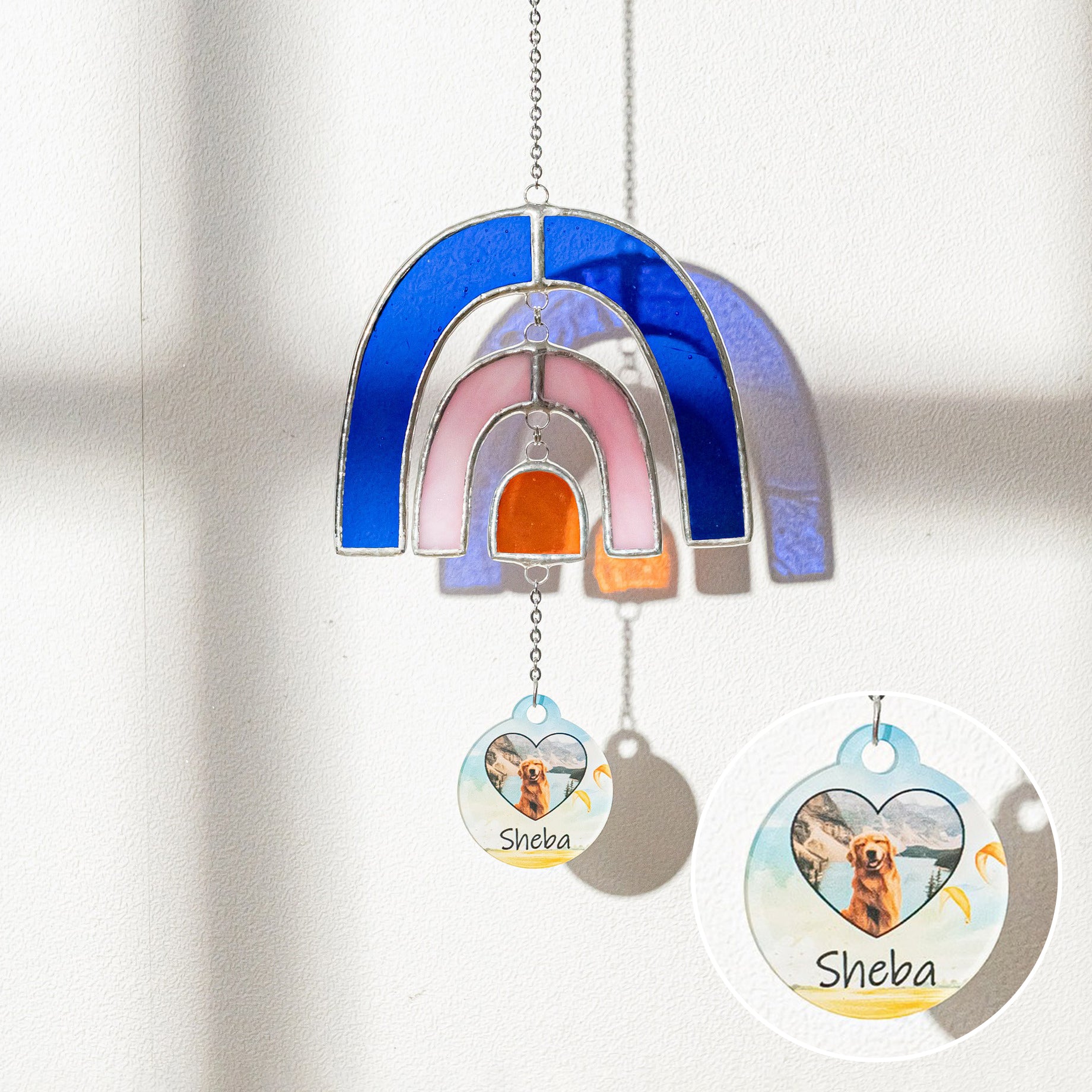 Personalized Rainbow Pet Memorial Stained Glass Suncatcher and Memorial Window Decor Q30
