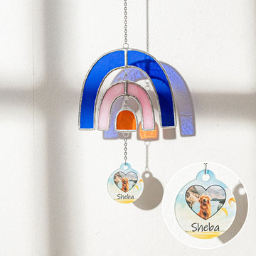 Personalized Rainbow Pet Memorial Stained Glass Suncatcher and Memorial Window Decor Q30