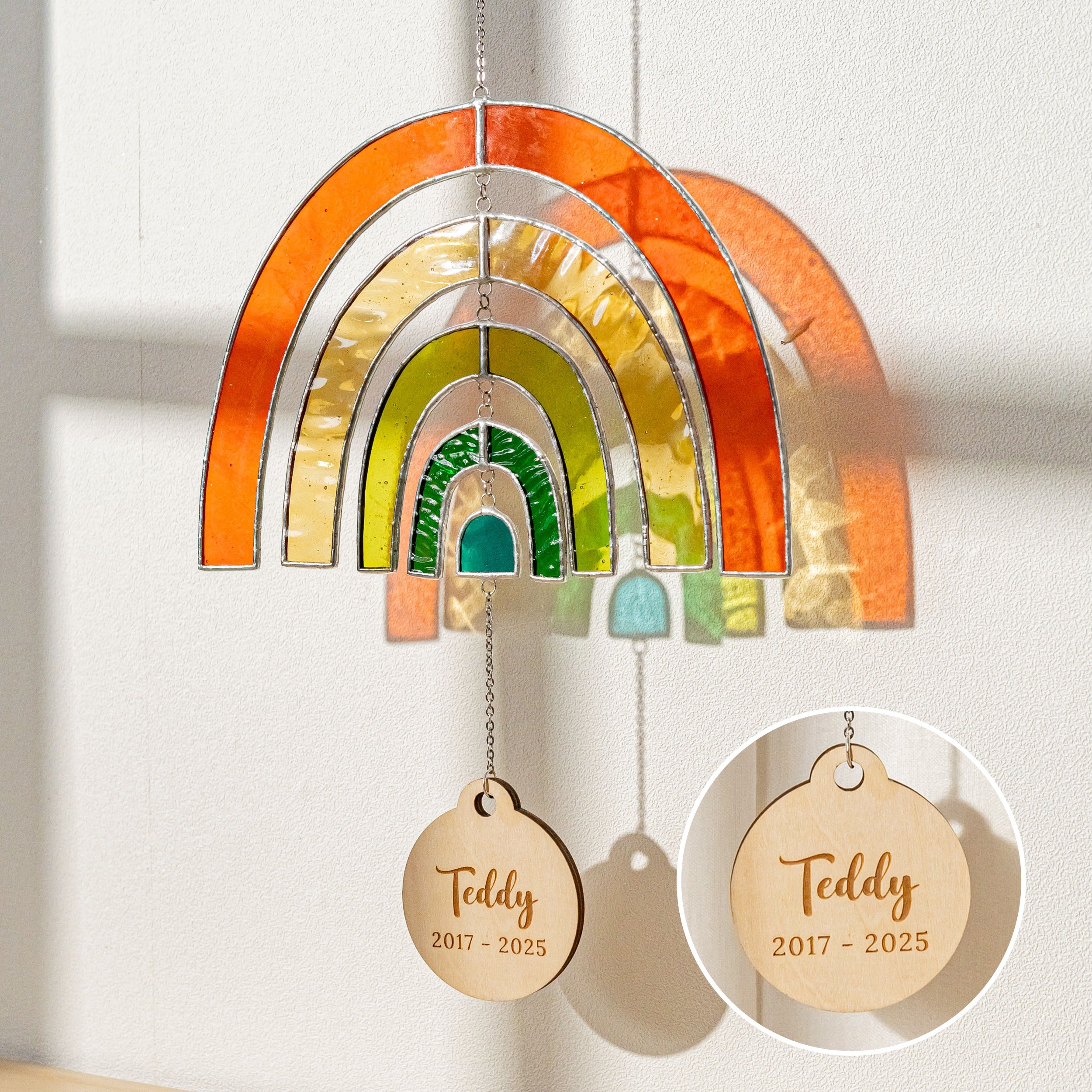 Stained Glass Pet Memorial Rainbow Suncatcher for Sympathy Gift Q13