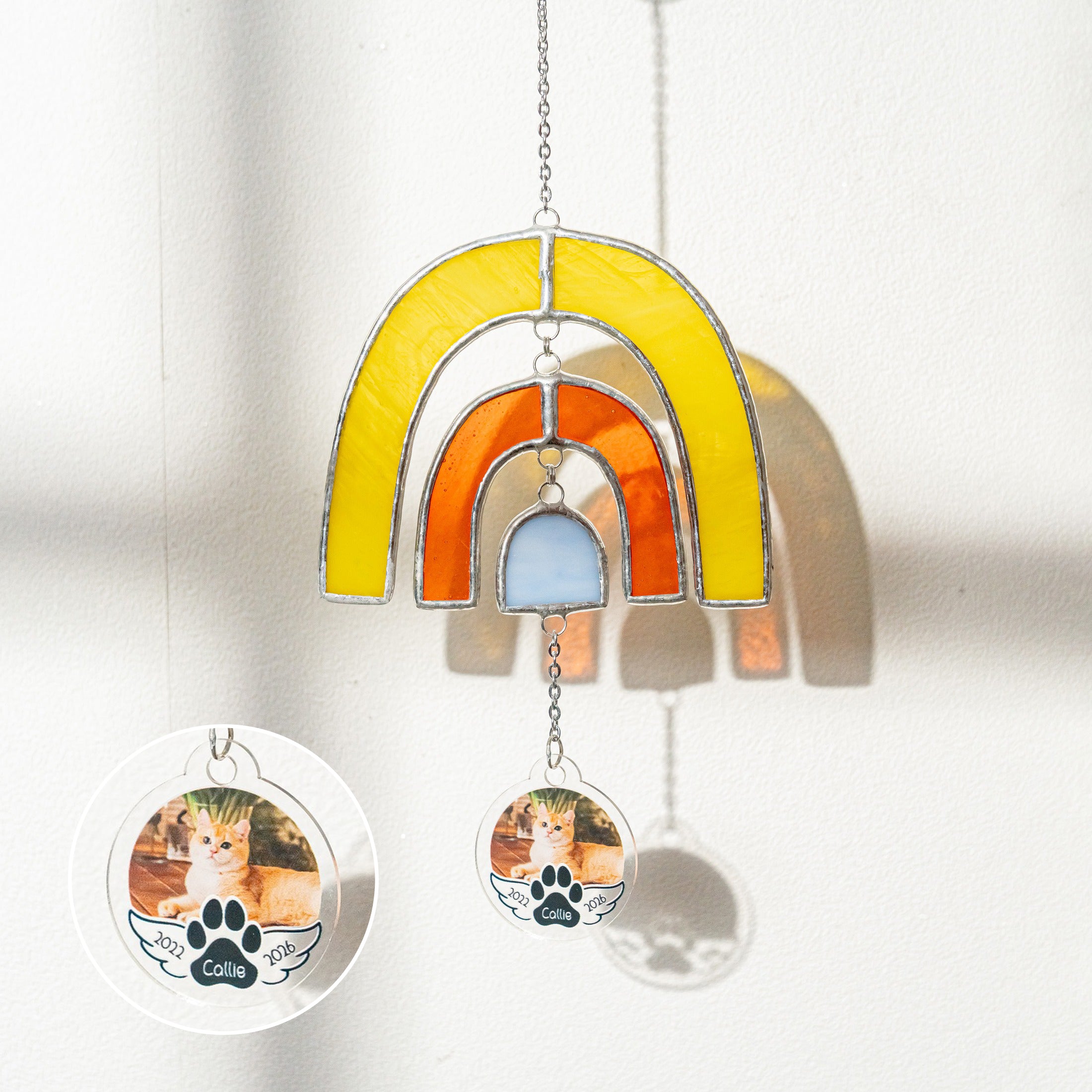 Personalized Rainbow Pet Memorial Stained Glass Suncatcher for Rainbow Bridge Gift Q30