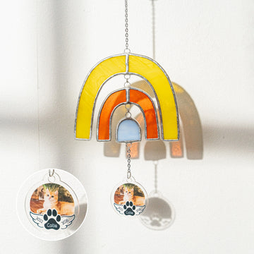 Personalized Rainbow Pet Memorial Stained Glass Suncatcher for Rainbow Bridge Gift Q30