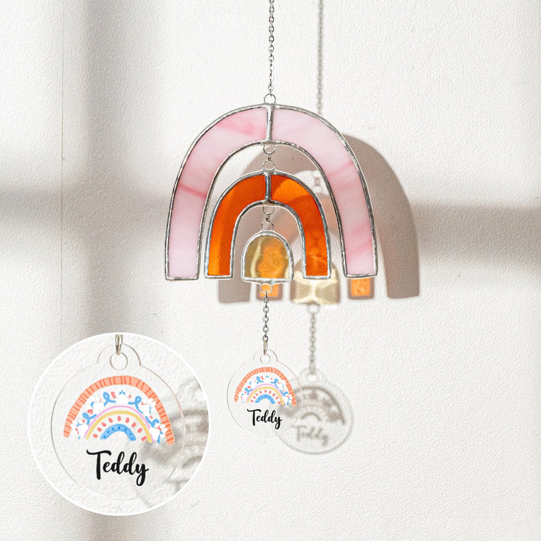 Personalized Rainbow Pet Memorial Stained Glass Suncatcher for Custom Pet Memorial Q30