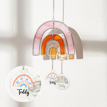 Personalized Rainbow Pet Memorial Stained Glass Suncatcher for Custom Pet Memorial Q30
