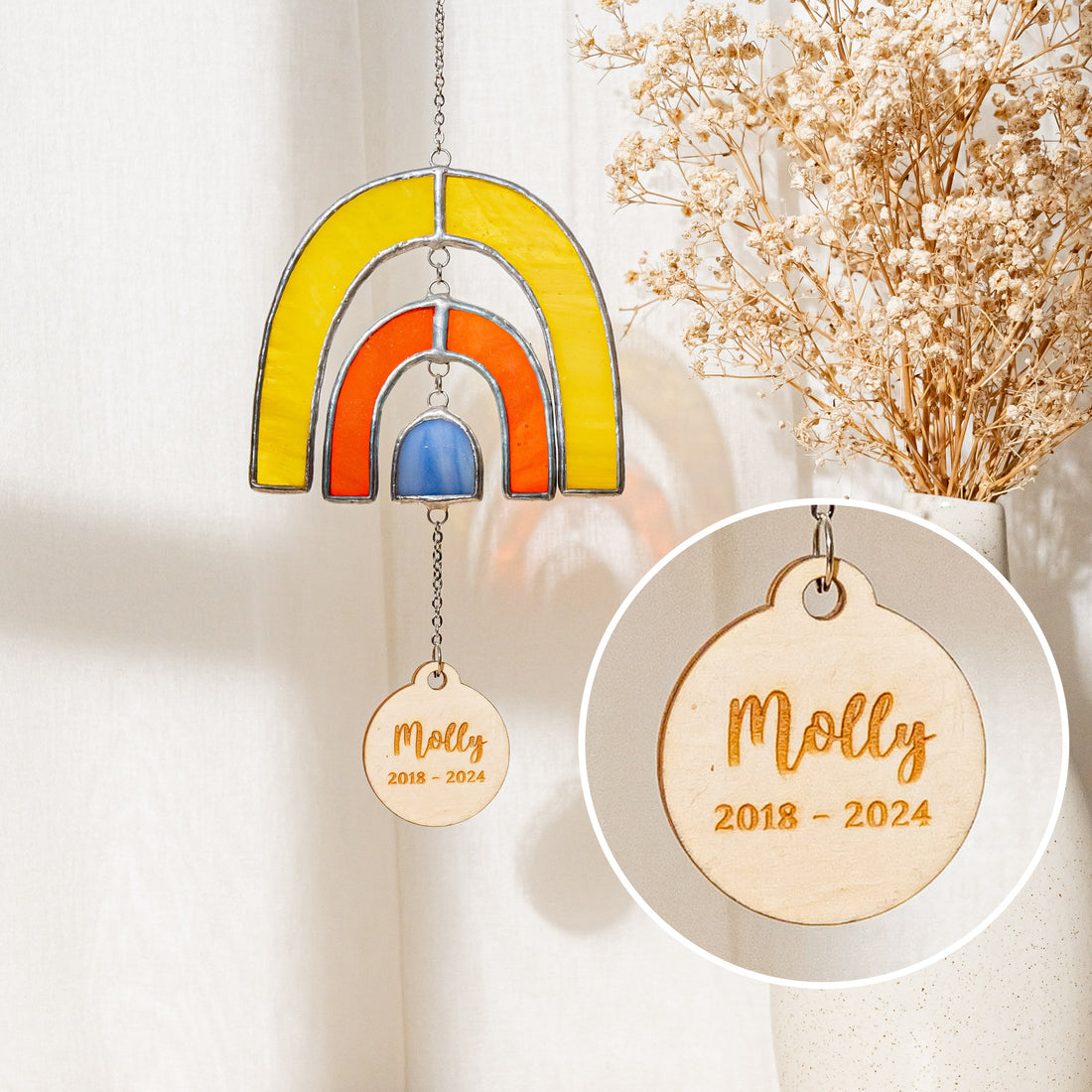Personalized Rainbow Pet Memorial Suncatcher, Pet memorial F32