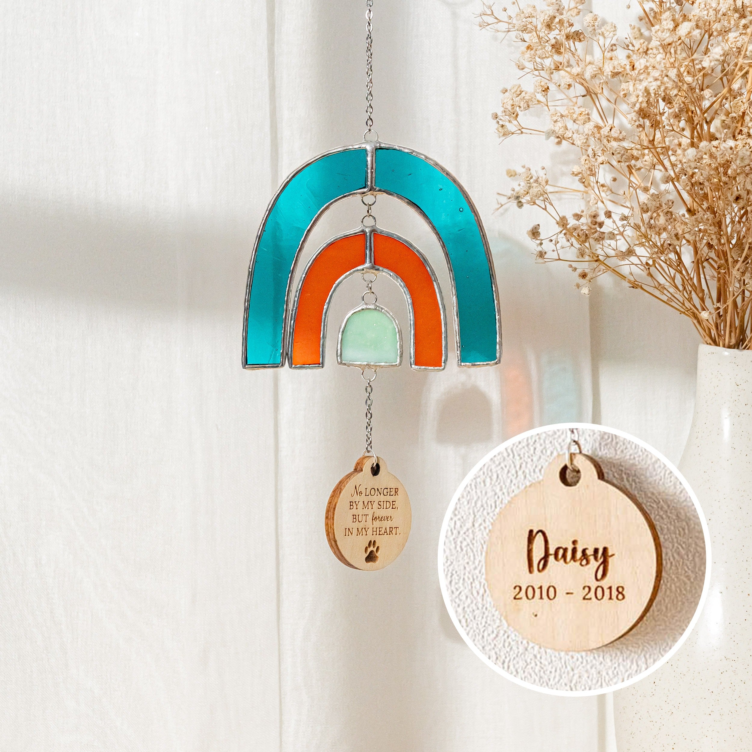 Personalized Rainbow Pet Memorial Suncatcher, Dog ornaments for F32