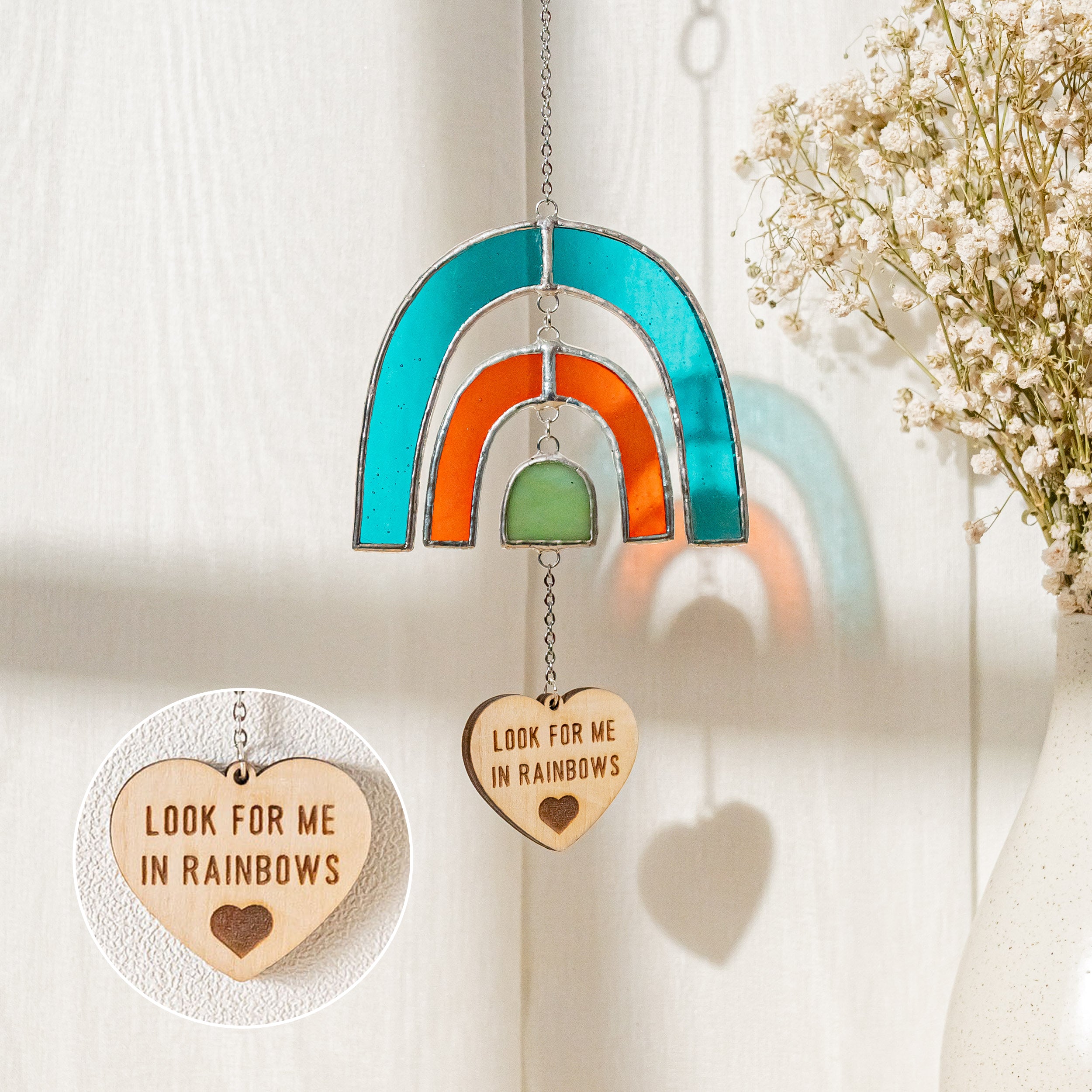 Stained Glass Pet Memorial Rainbow Suncatcher for Sympathy Gift Q12