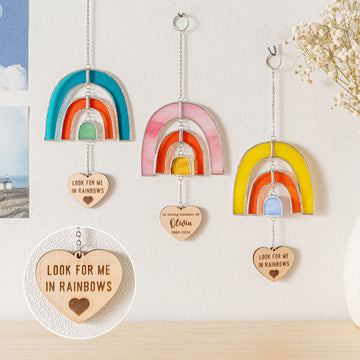 Stained Glass Pet Memorial Rainbow Suncatcher and Boho Decor Q12