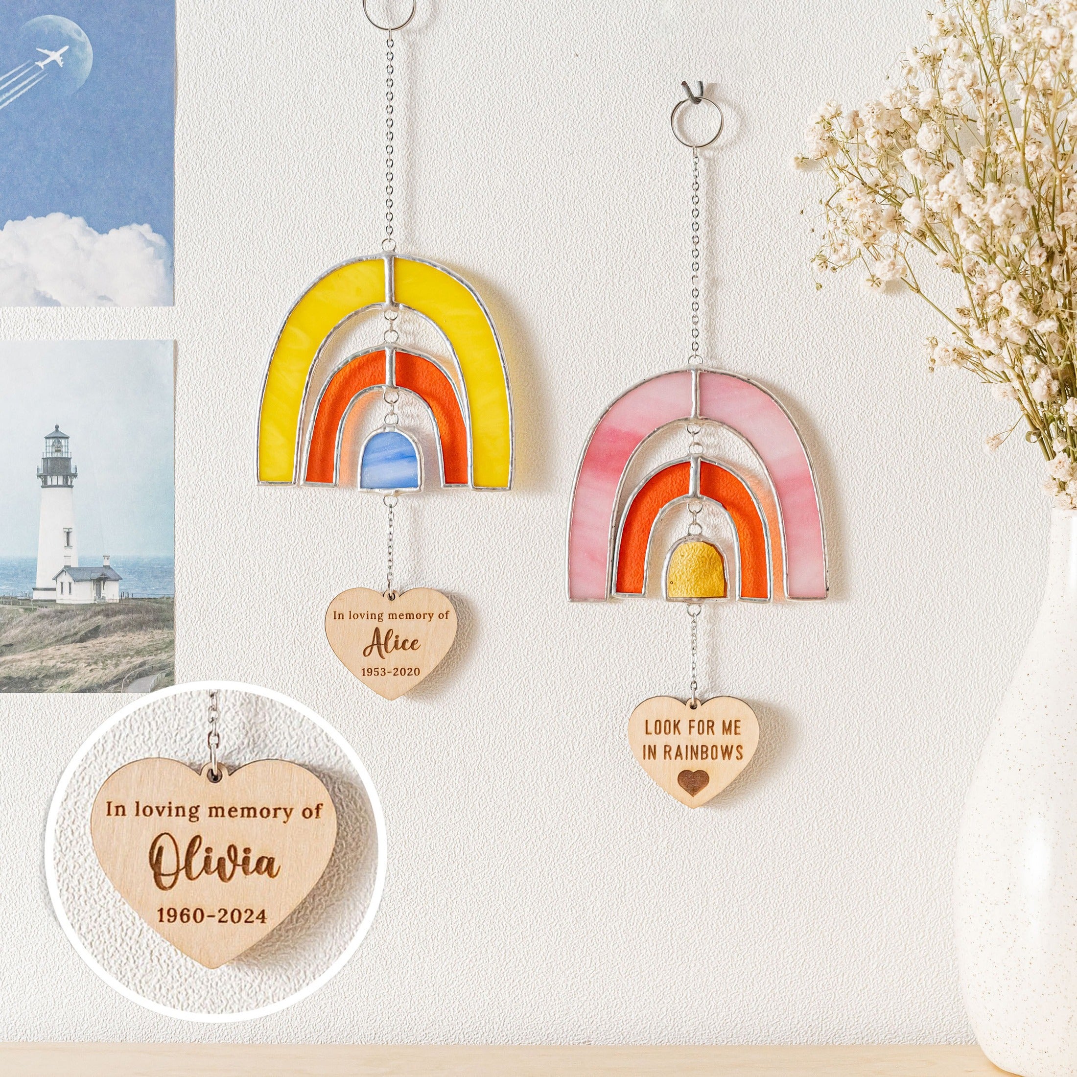 Stained Glass Pet Memorial Rainbow Suncatcher and Window Art Q12