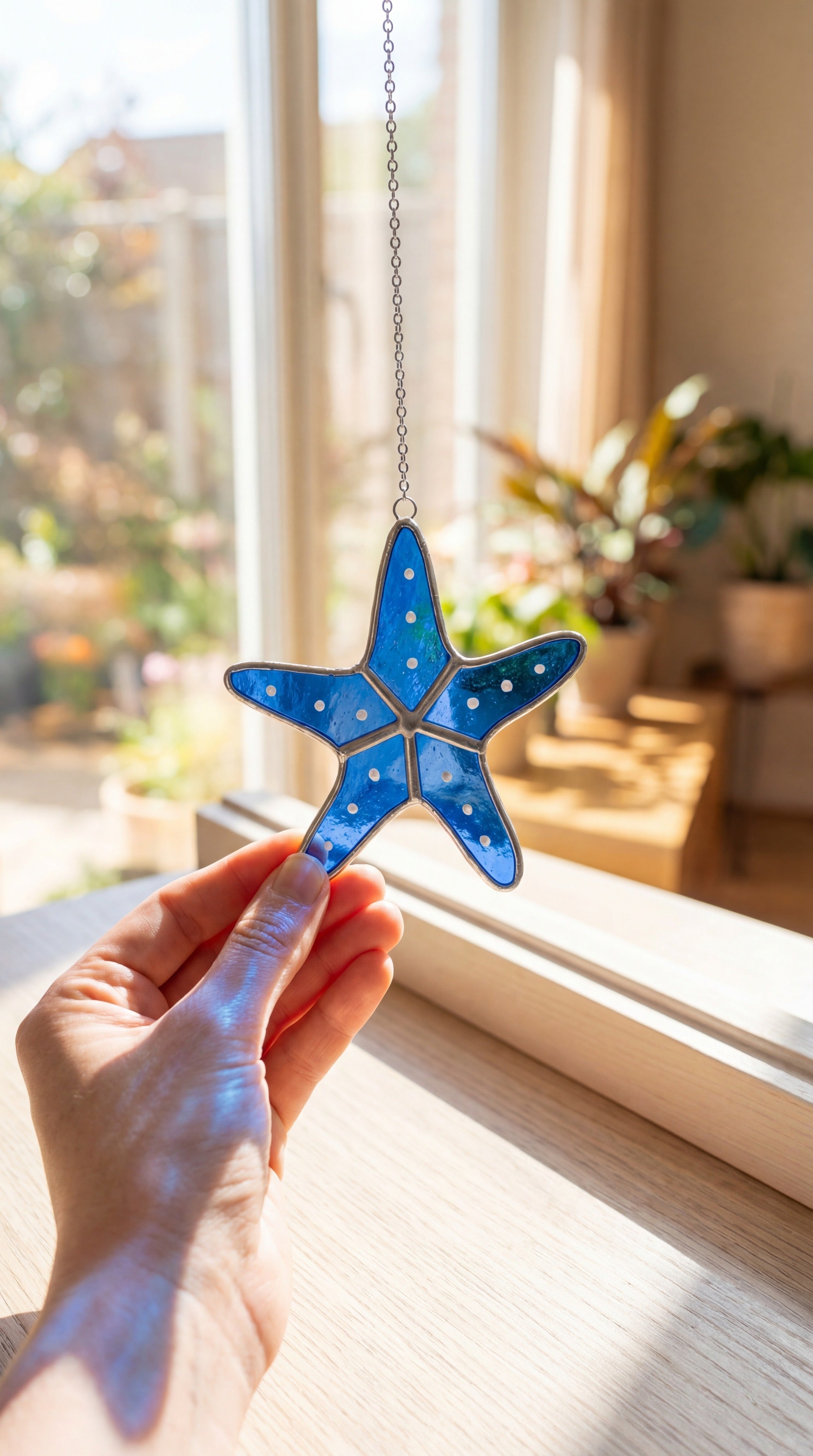 Starfish Stained Glass Decorative Hanging for Beach Decor Q24