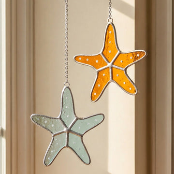 Starfish Stained Glass Decorative Hanging for Beach Decor Q24