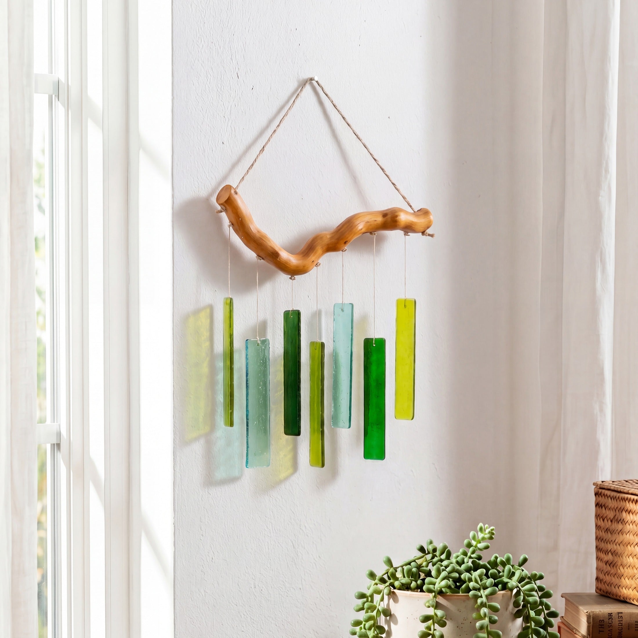 Stained Glass Wind Chimes, Boho style chime and art F67