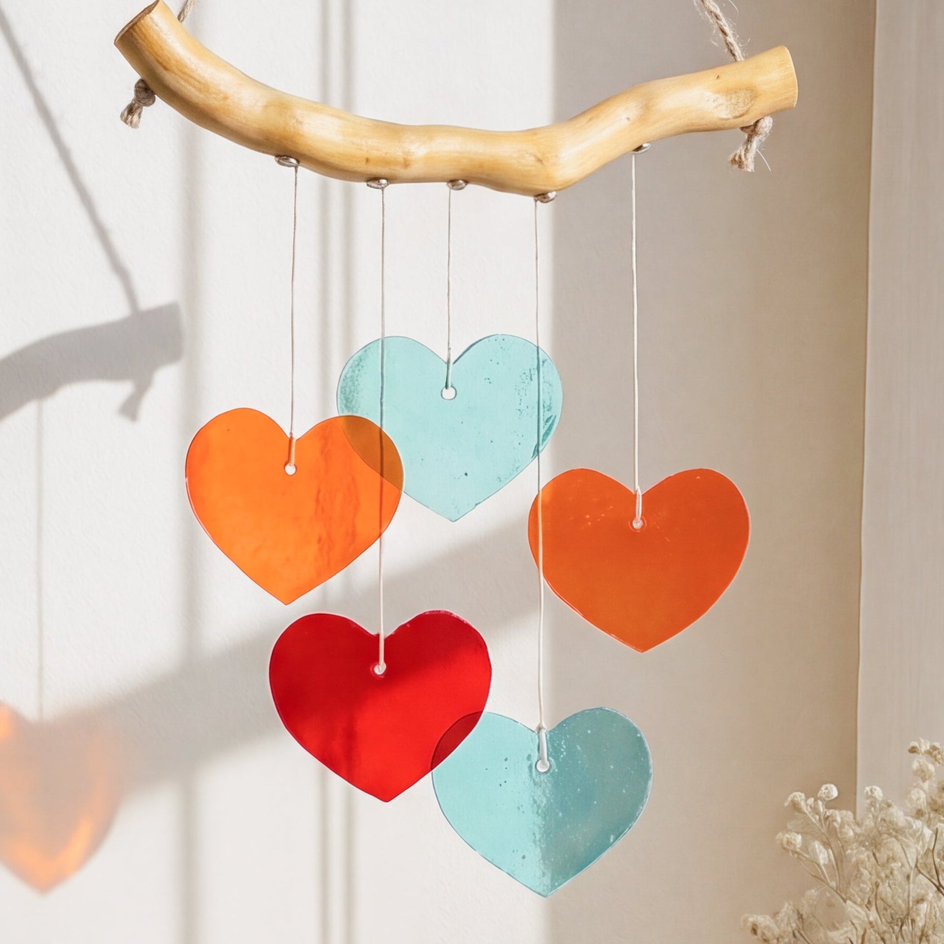 Heart Stained Glass Suncatcher Glass for Home Decoration Q09