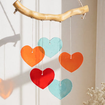 Heart Stained Glass Suncatcher Glass for Home Decoration Q09