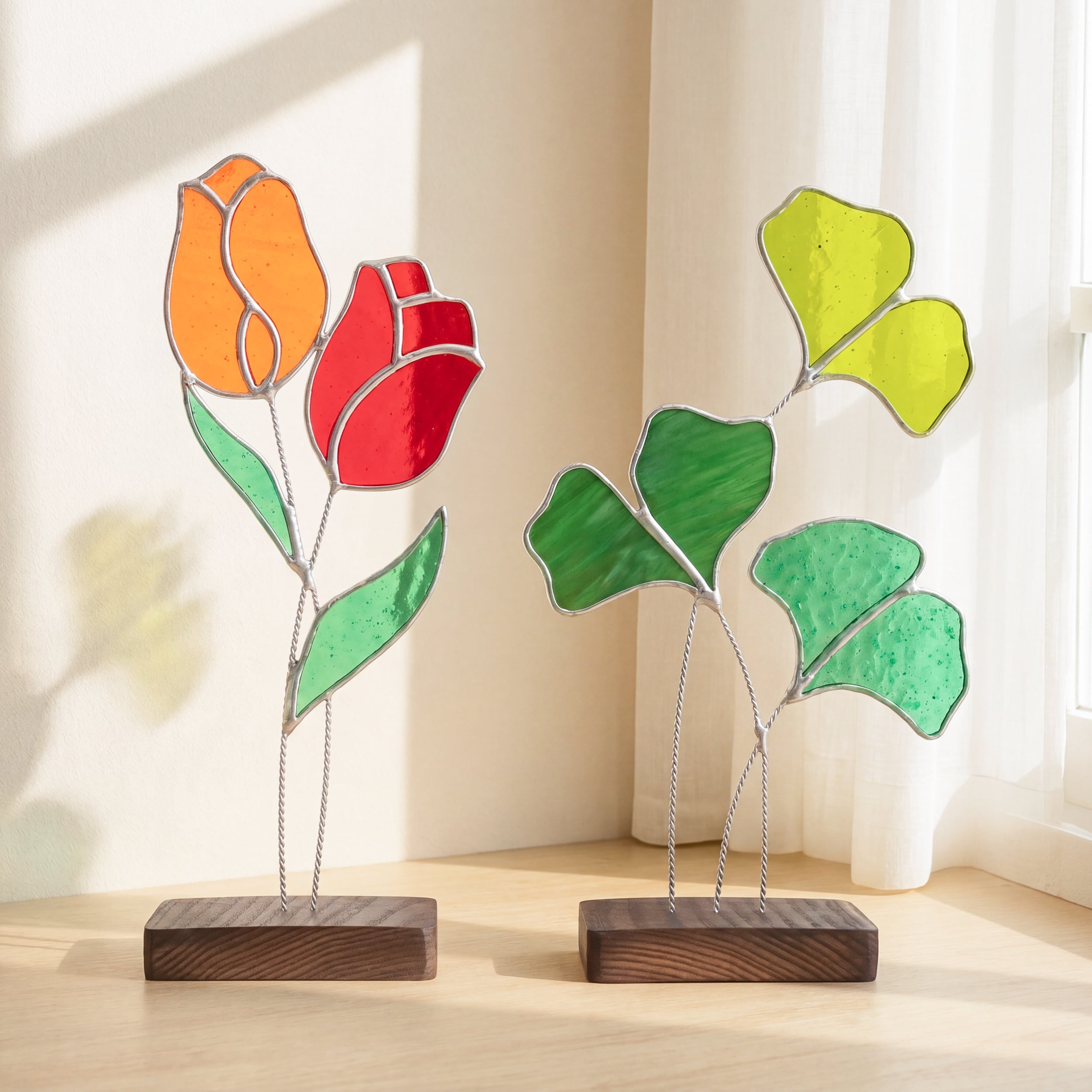 Stained Glass Flower Table Decor for Tabletop decor Q29
