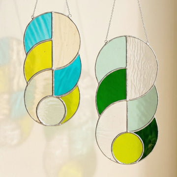 Stained Glass Abstract Suncatcher for Boho Window Hanging F84