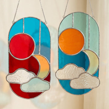 Stained Glass Abstract Suncatcher Large for Home Decoration F82