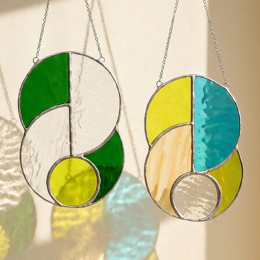 Stained Glass Abstract Suncatcher for Rustic Home Decoration F85
