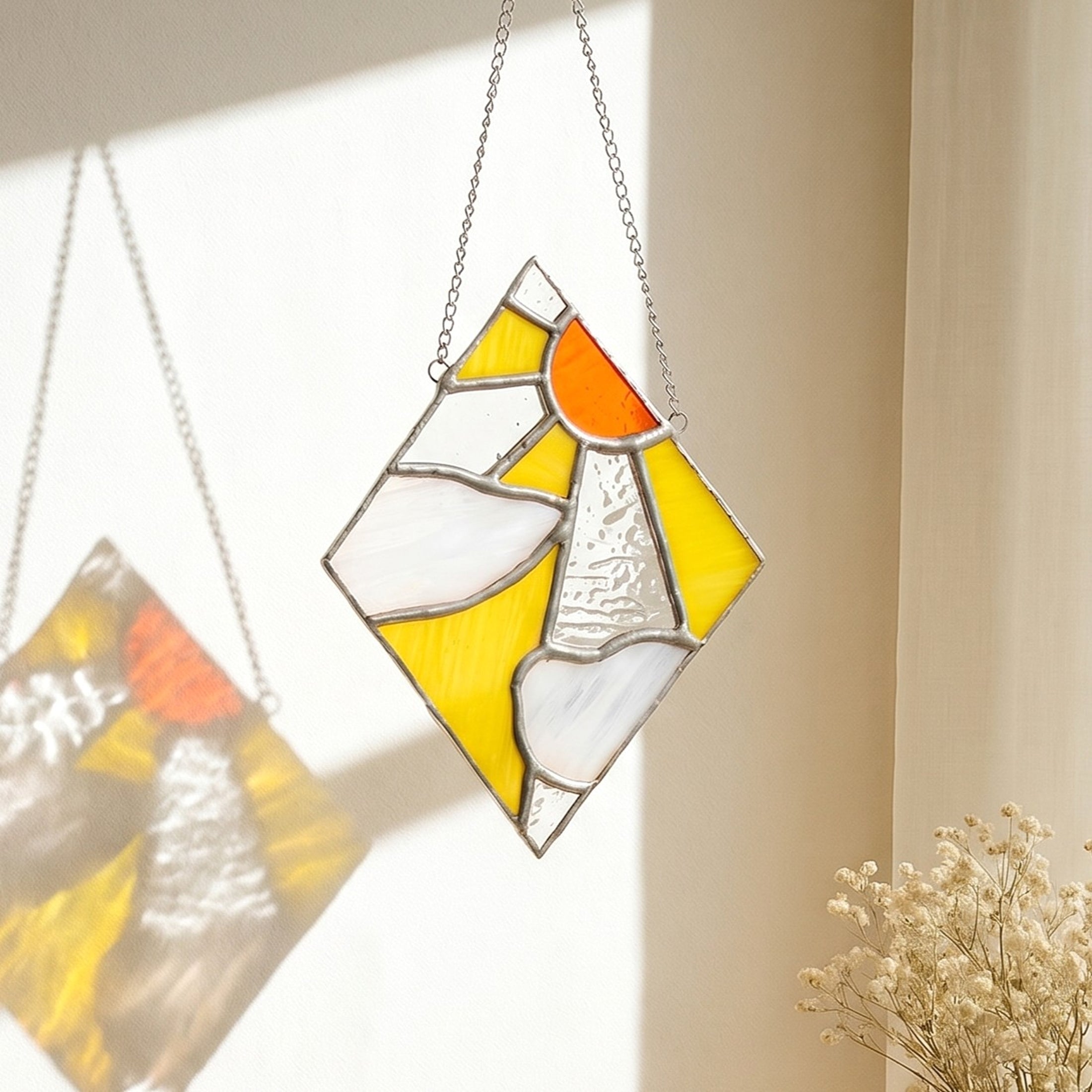 Stained Glass Sun Moon Suncatcher decor and Window Stained Glass F36