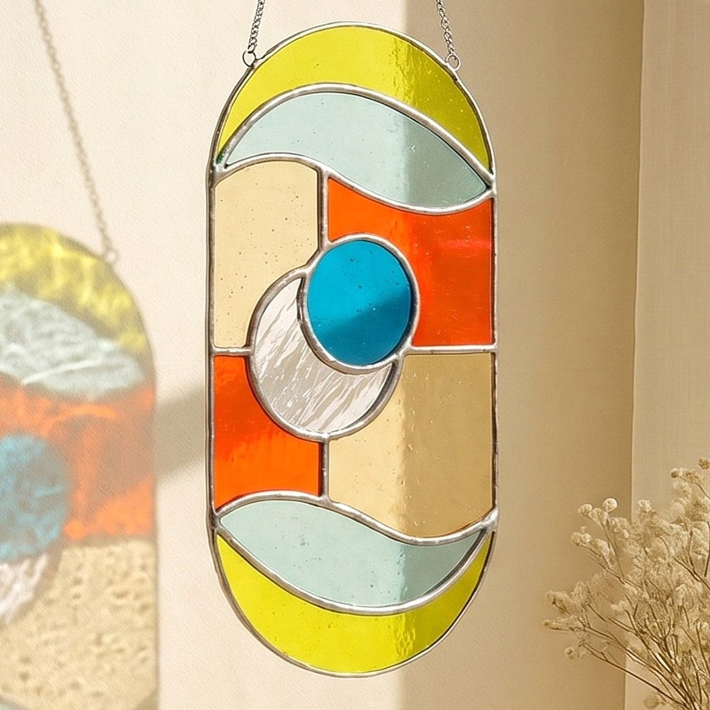 Stained Glass Abstract Suncatcher glass for Window Hangings F72