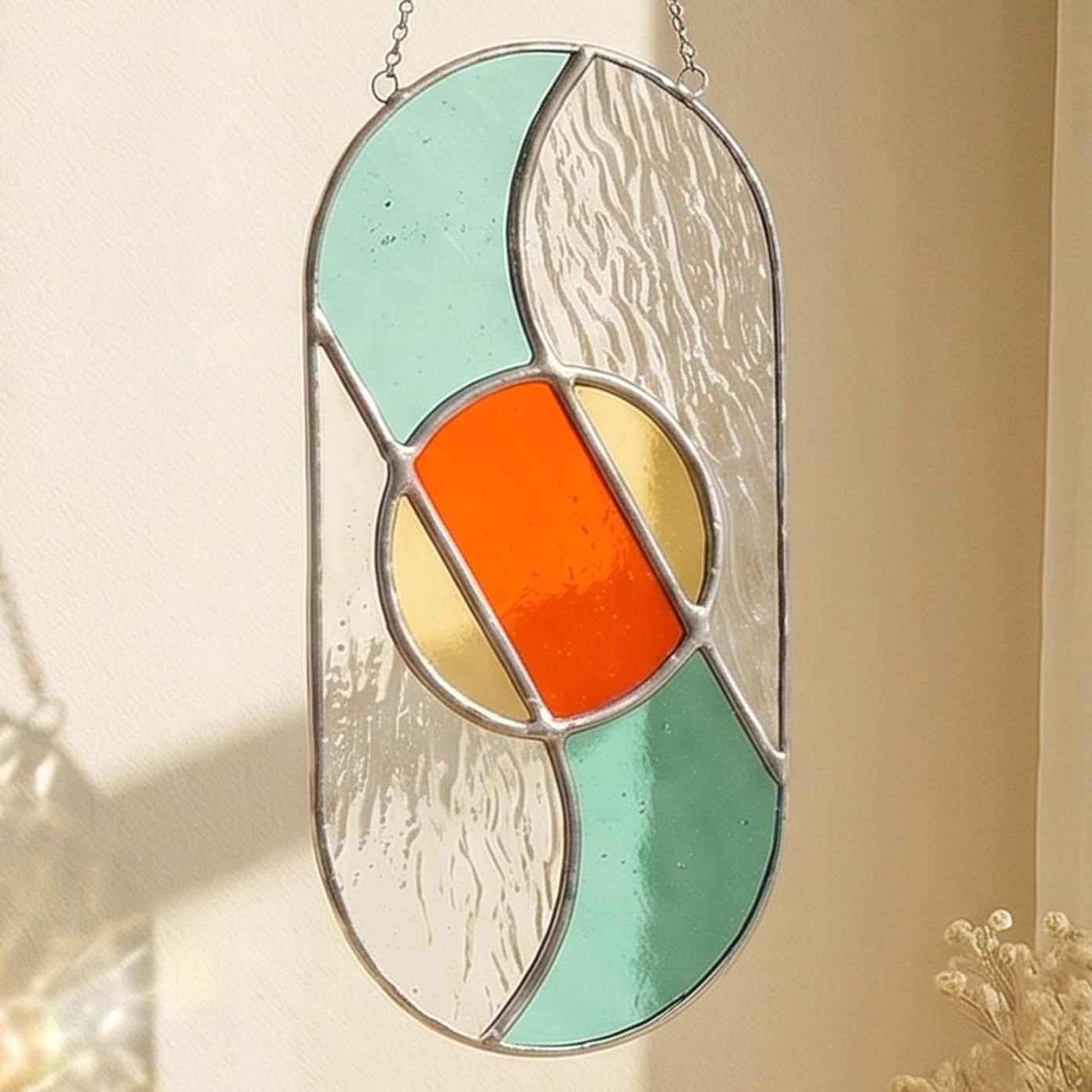 Stained Glass Abstract Suncatcher decor for Stained Glass Arts F65