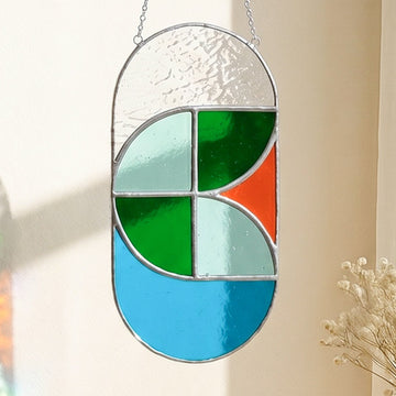 Stained Glass Abstract Suncatcher decor for Stained Glass Arts F64
