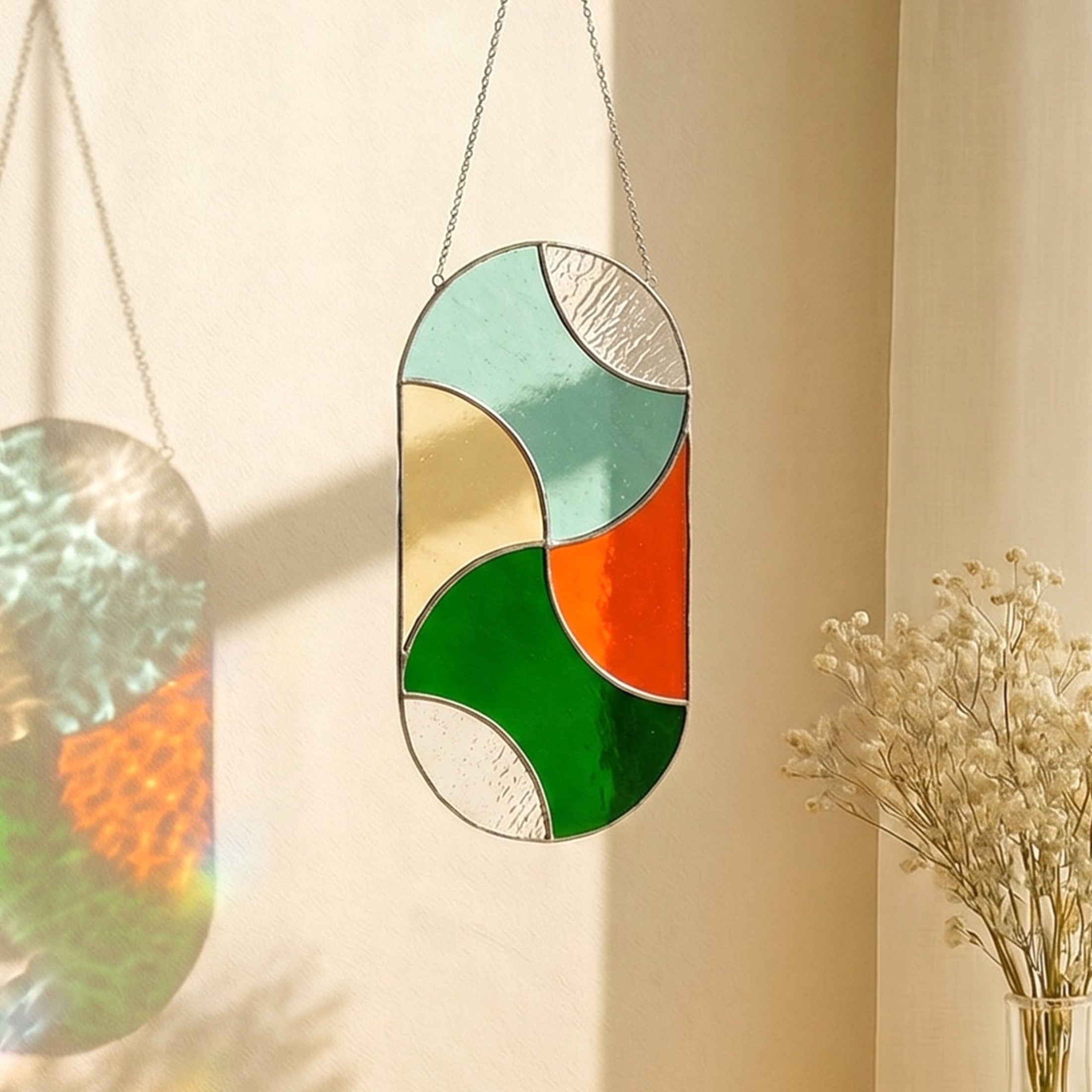 Stained Glass Abstract Suncatcher decor for Stained Glass Arts F62