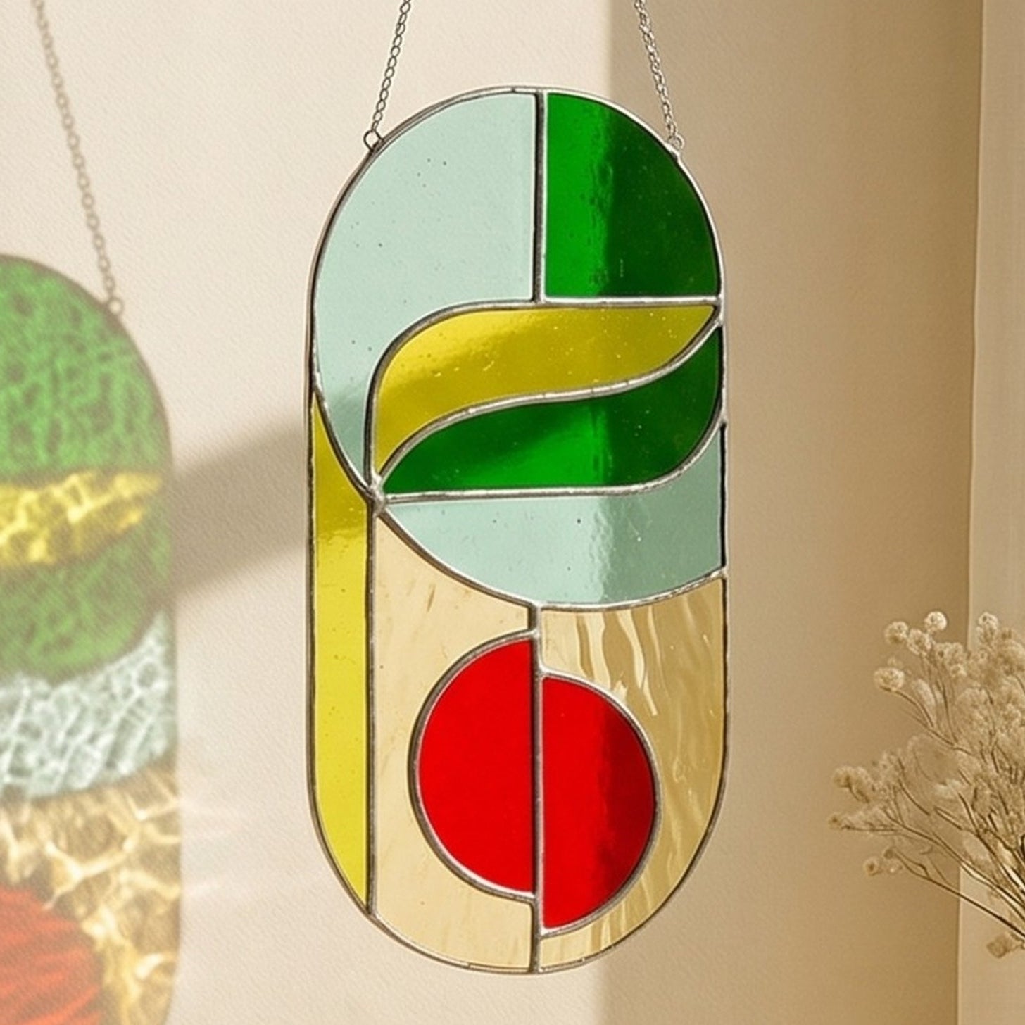Stained Glass Abstract Suncatcher Glass for Garden Stakes F83