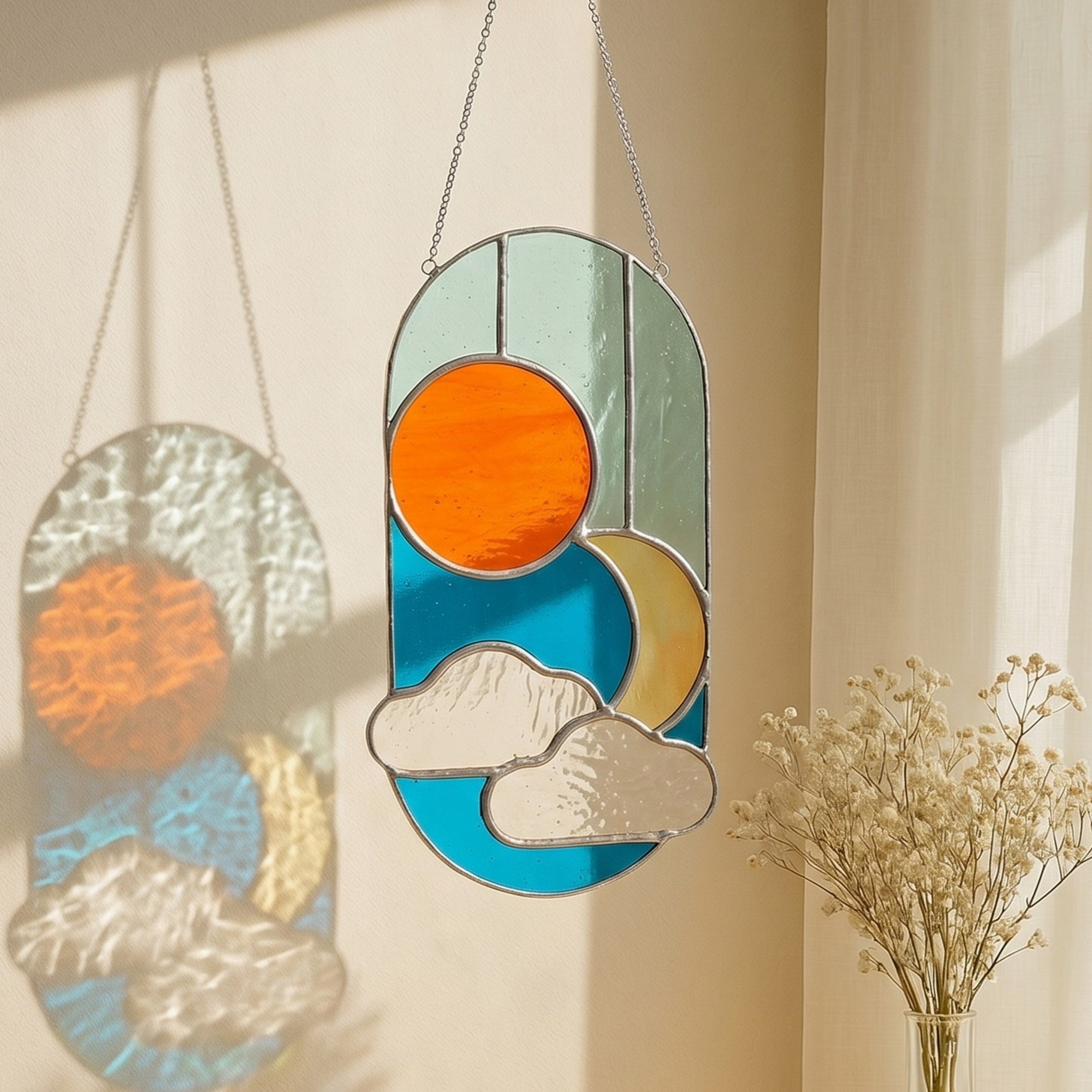 Stained Glass Abstract Suncatcher Large for Home Decoration F82