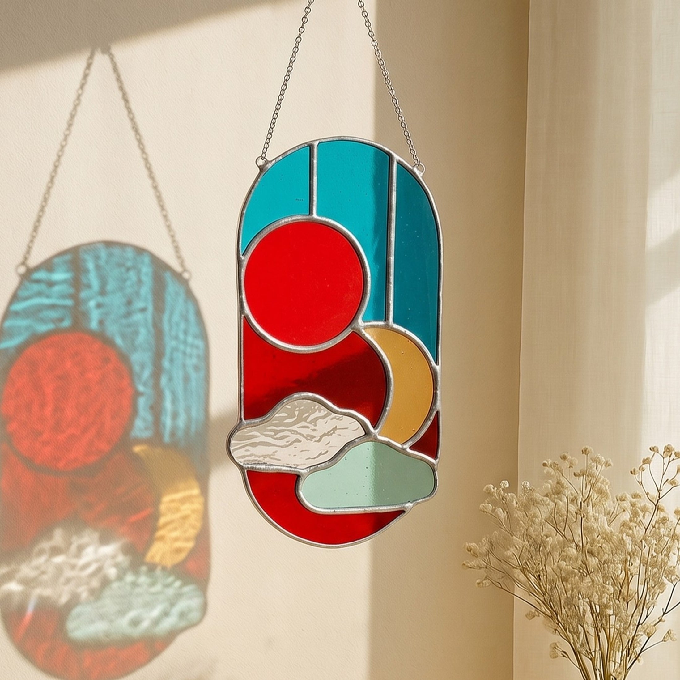 Stained Glass Abstract Suncatcher Large for Home Decoration F82