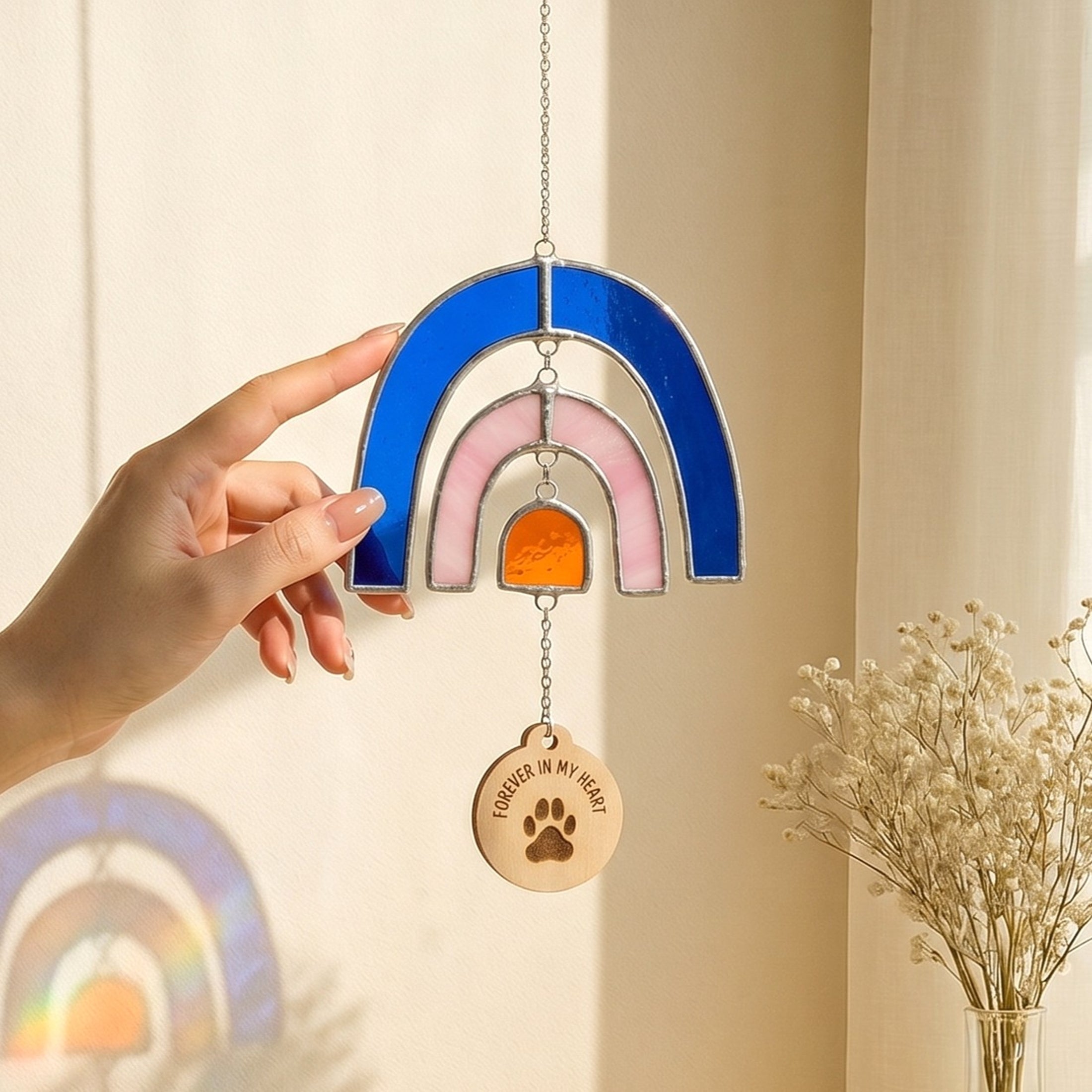 Personalized Rainbow Pet Memorial Suncatcher, Pet memorial F32