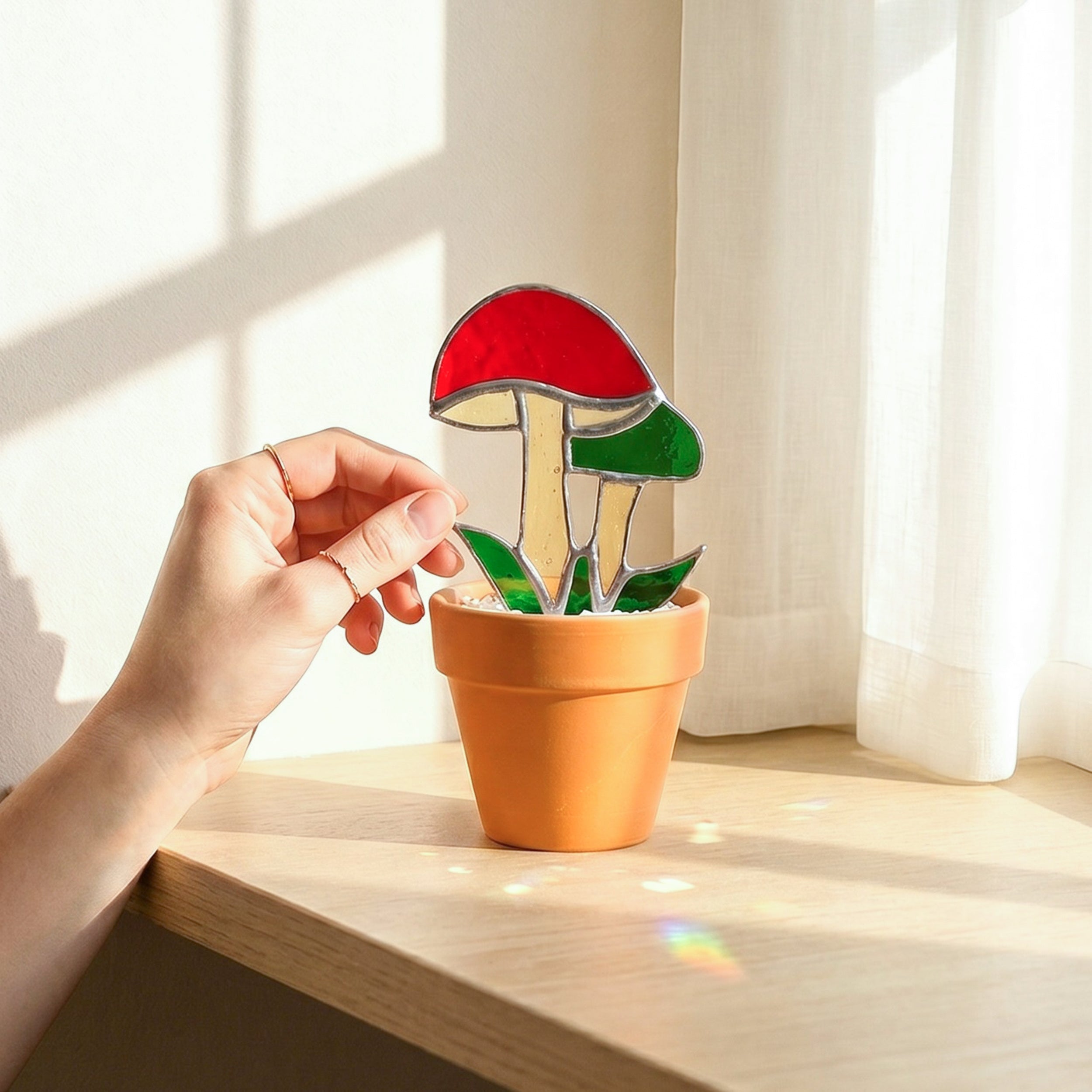 Stained Glass Mushroom Plant Stakes glass for Stained Glass Garden F49